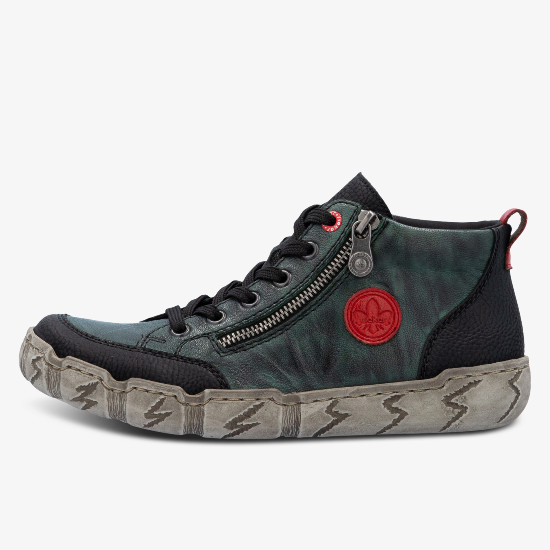 Bequemer Sneaker mit seitlichem Reißverschluss und robuster, abgenutzter Gummisohle in stylischem Design