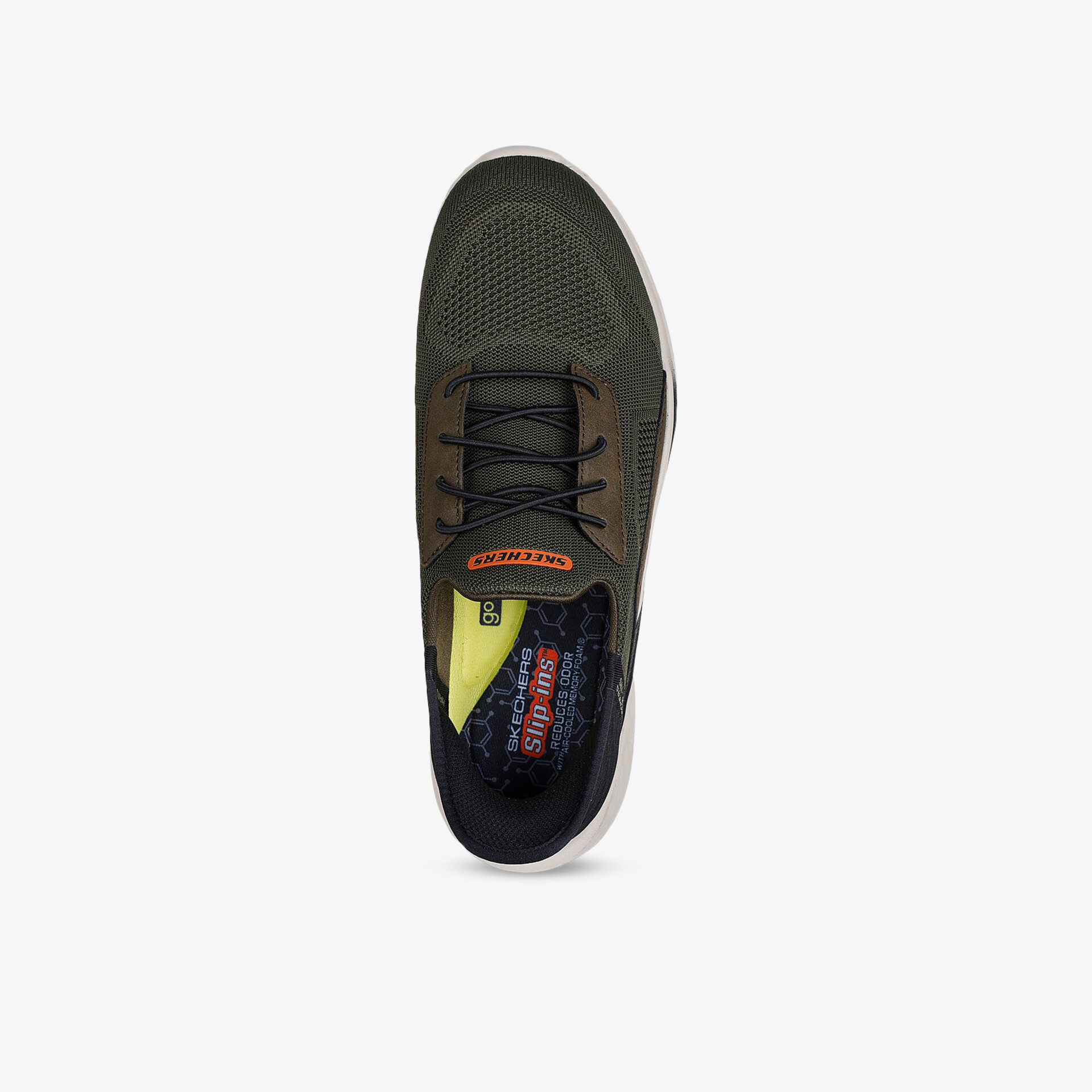 Leichter atmungsaktiver Laufschuh in Oliv und Schwarz mit gepolsterter Innensohle und flexibler Schnürung