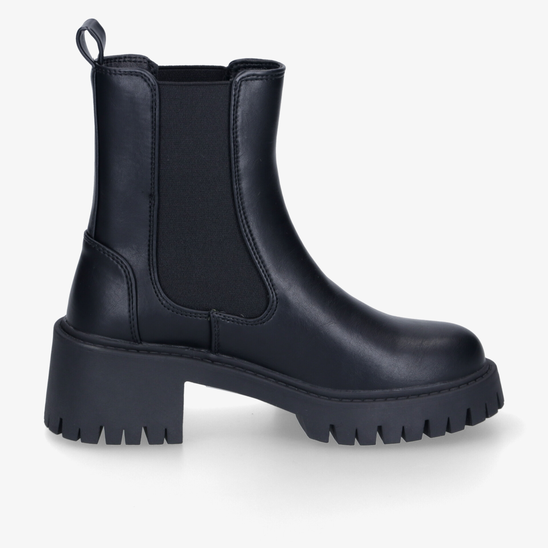 Elegante schwarze Stiefelette mit robustem Blockabsatz und stilvollem Design für vielseitige Outfits.