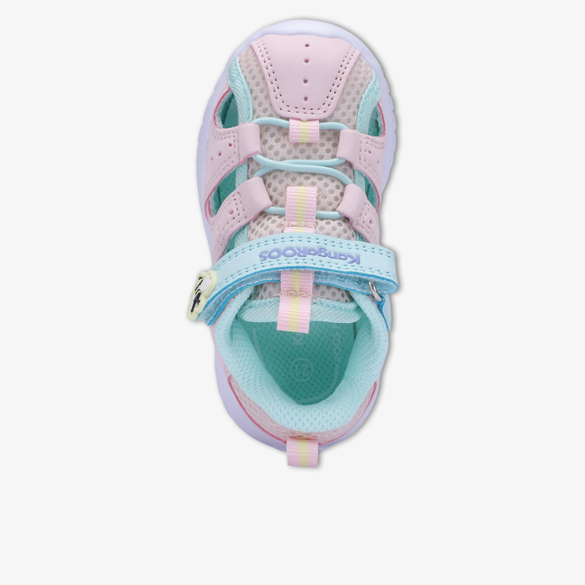 Leichter und atmungsaktiver Kinderschuh mit Klettverschluss und rutschfester Sohle in pastellfarben