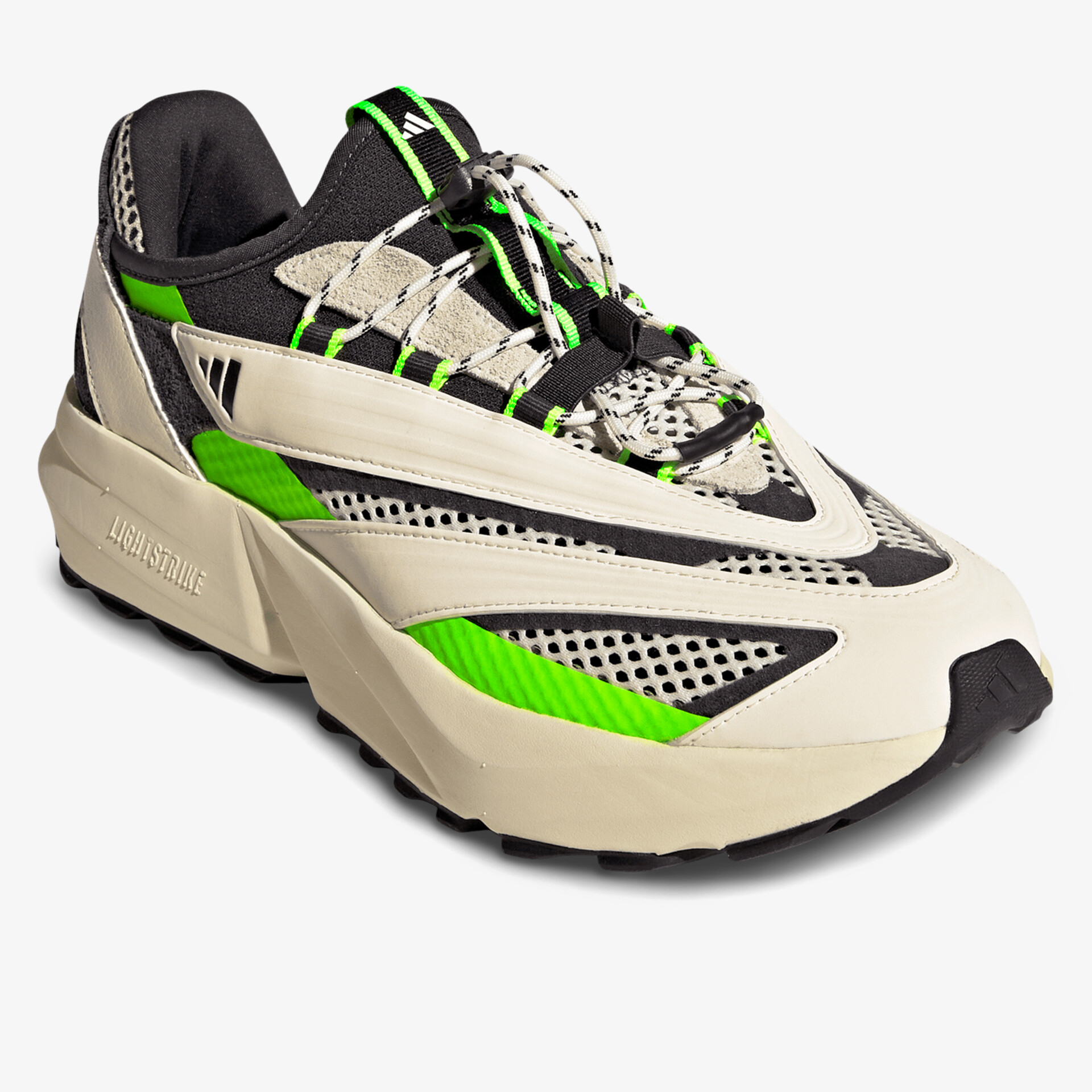 Moderner, sportlicher Schuh mit komfortabler Passform und auffälligen grünen Akzenten.