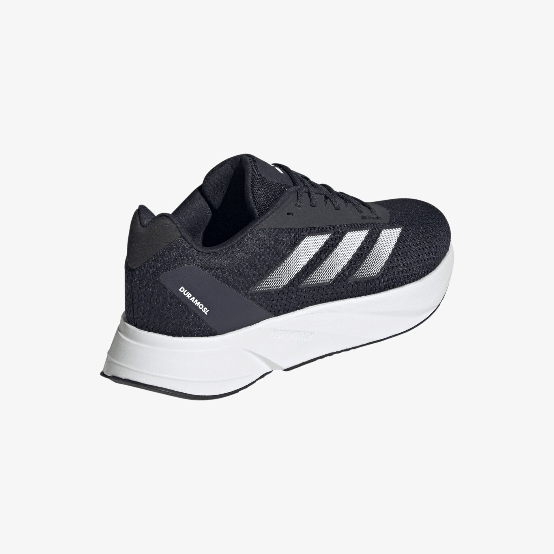 Stylischer schwarzer Sneaker mit weißer Sohle und markanten Streifen für sportliches Auftreten.