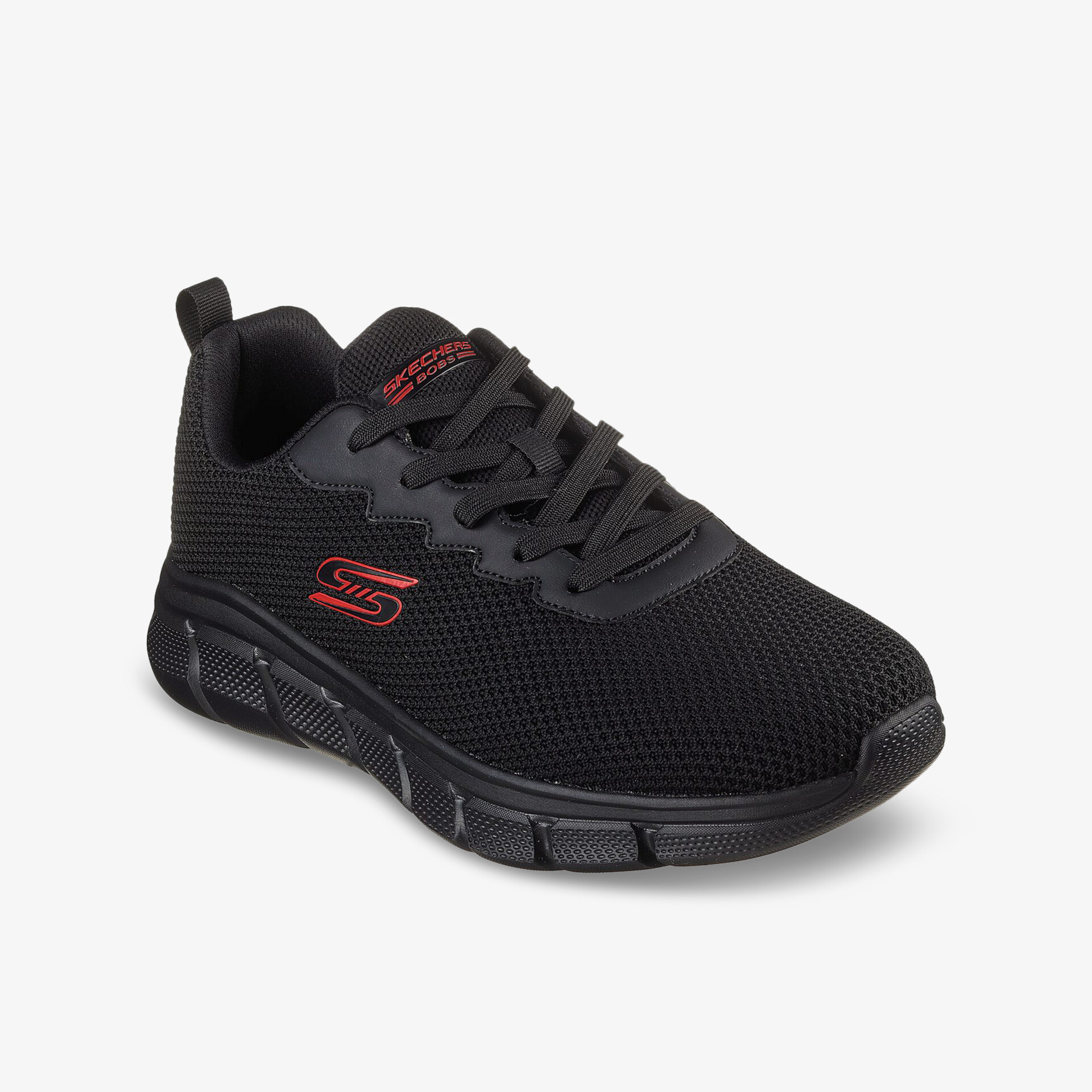 Schwarzer Sportschuh mit atmungsaktivem Mesh, komfortabler Polsterung und rutschfester Laufsohle