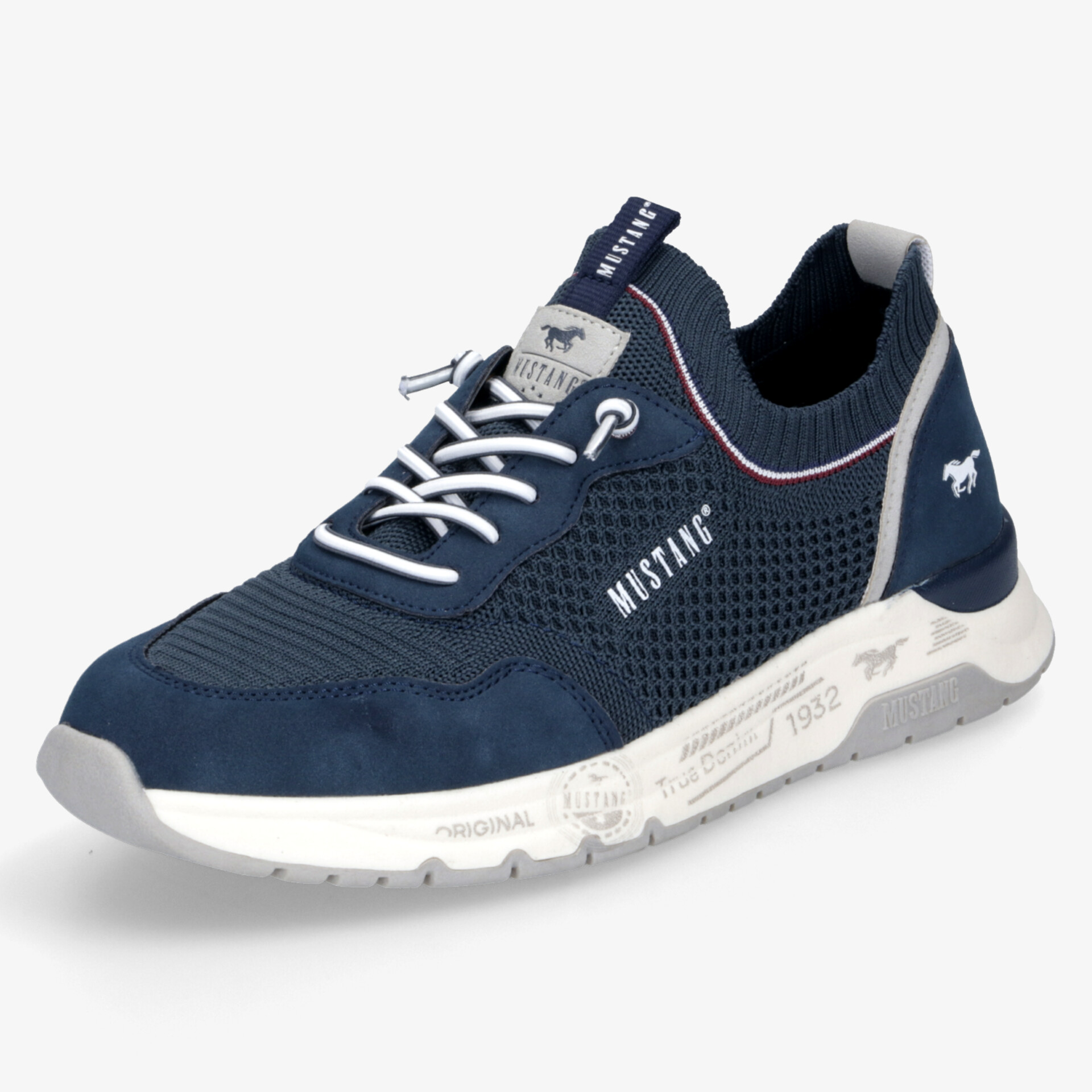 Sportlicher blauer Sneaker mit weißer Sohle, atmungsaktivem Material und komfortabler, stoßdämpfender Sohle