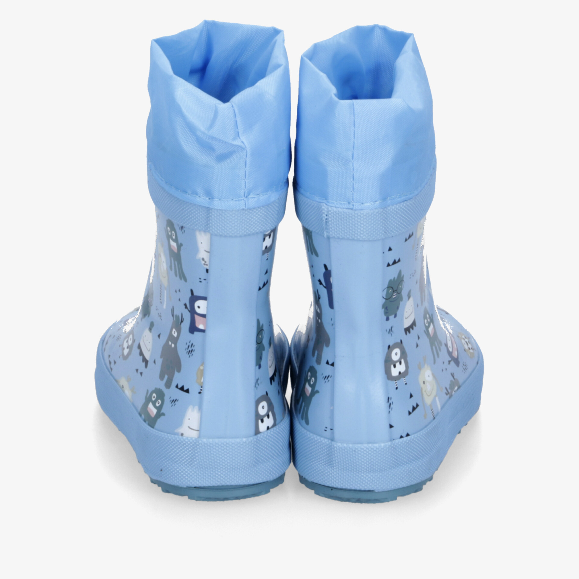Robuste wasserdichte blaue Regensocken mit praktischem Manschettenabschluss und rutschfester Sohle von hinten gezeigt