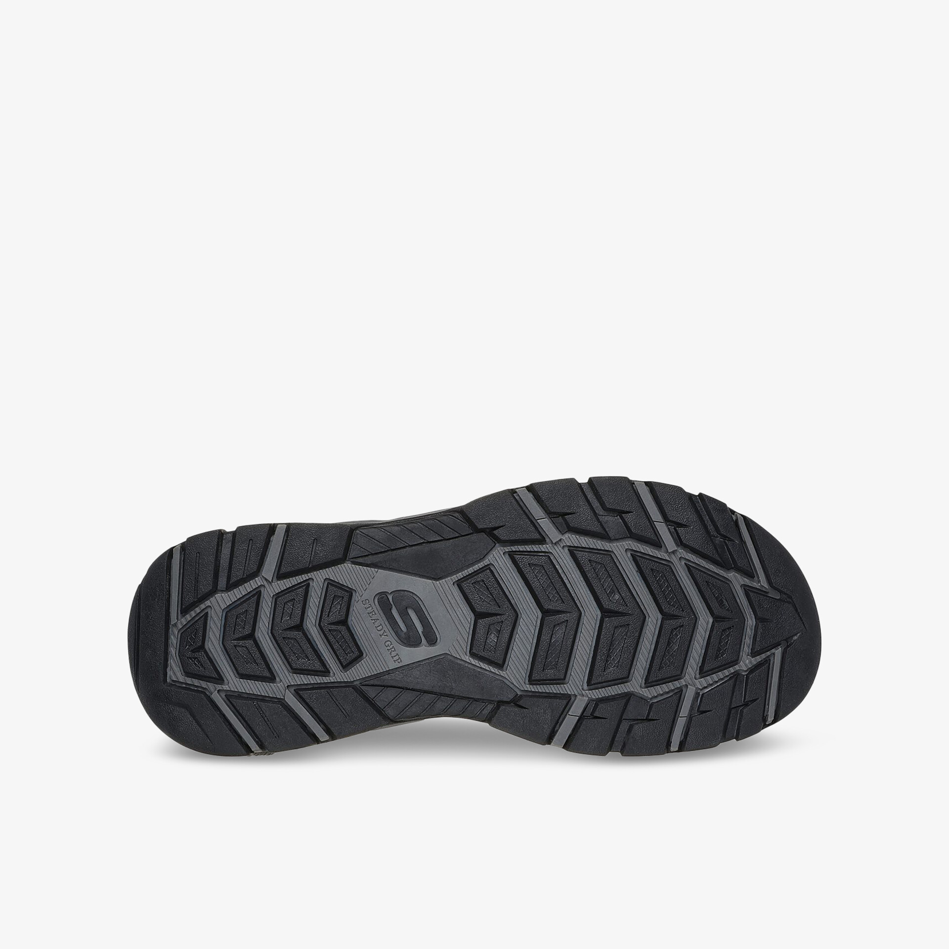 Robuste schwarze Schuhsohle mit tiefem Profil für optimalen Halt und hohe Strapazierfähigkeit