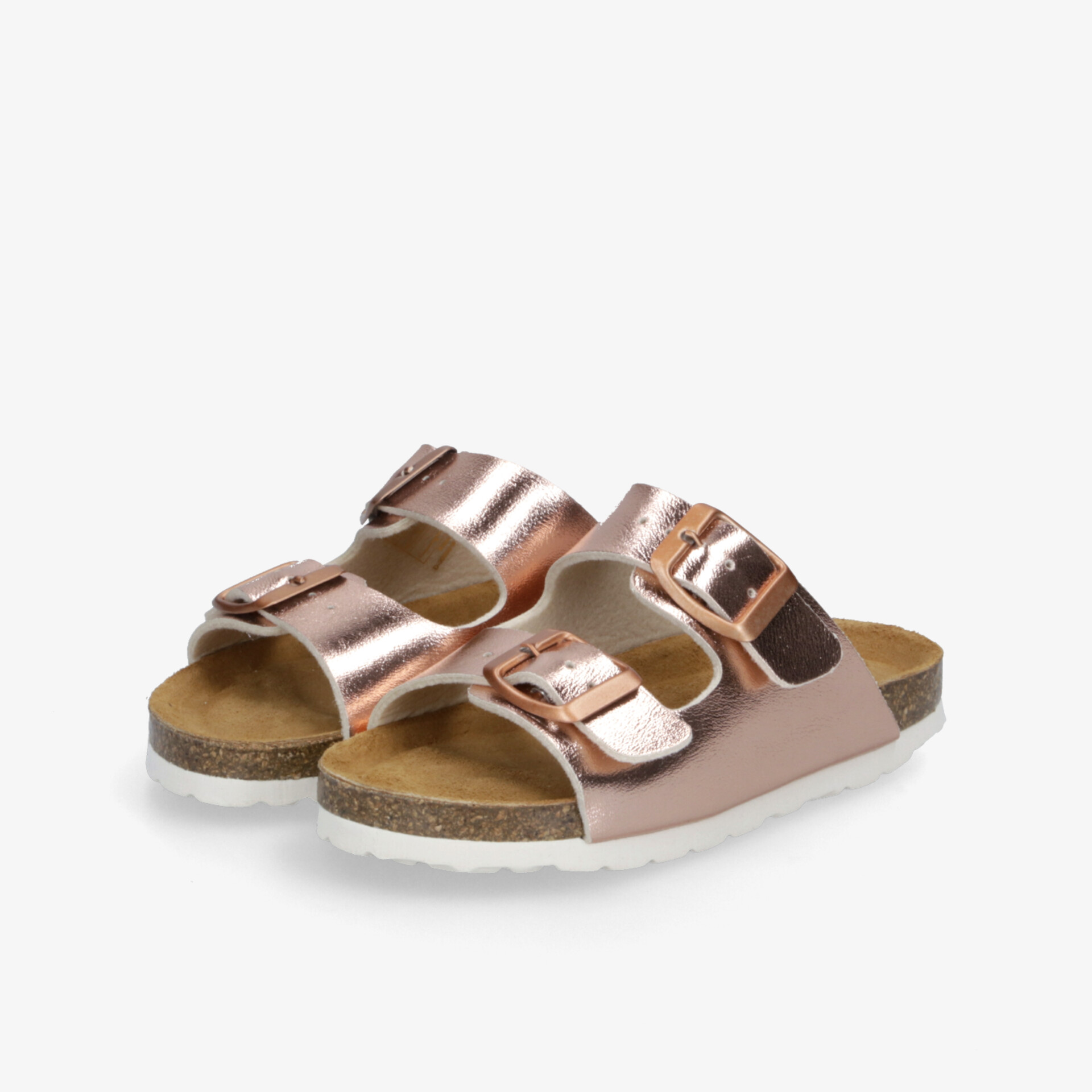 Bequeme Sandalen mit verstellbaren Riemen und weichem Fußbett in modischem Metallic-Rosa, Paaransicht