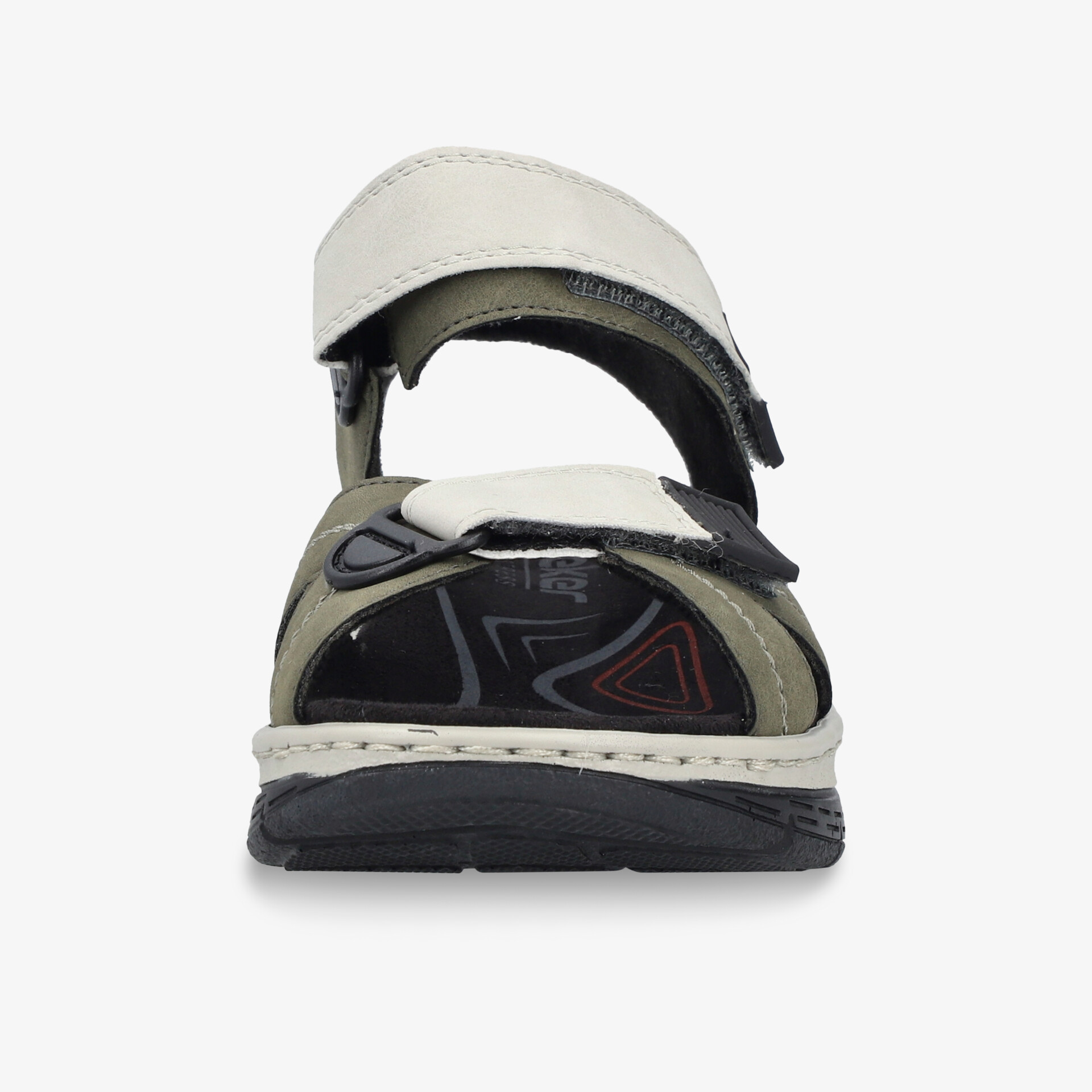 Rückansicht eines bequemen, verstellbaren und gepolsterten Sportsandals mit rutschfester robusten Sohle