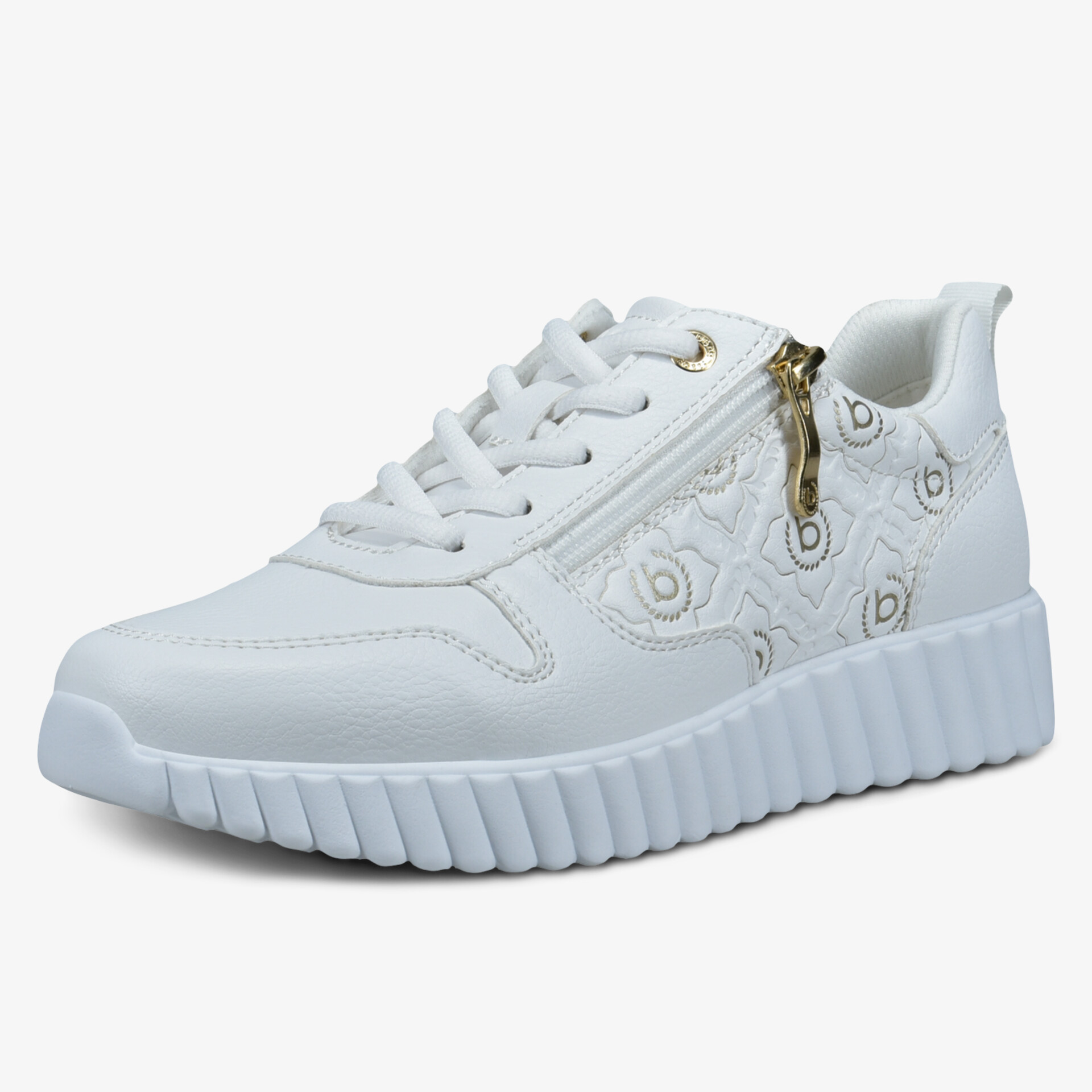 Moderner weißer Sneaker mit Reißverschluss und rutschfester Sohle für vielseitige Looks.