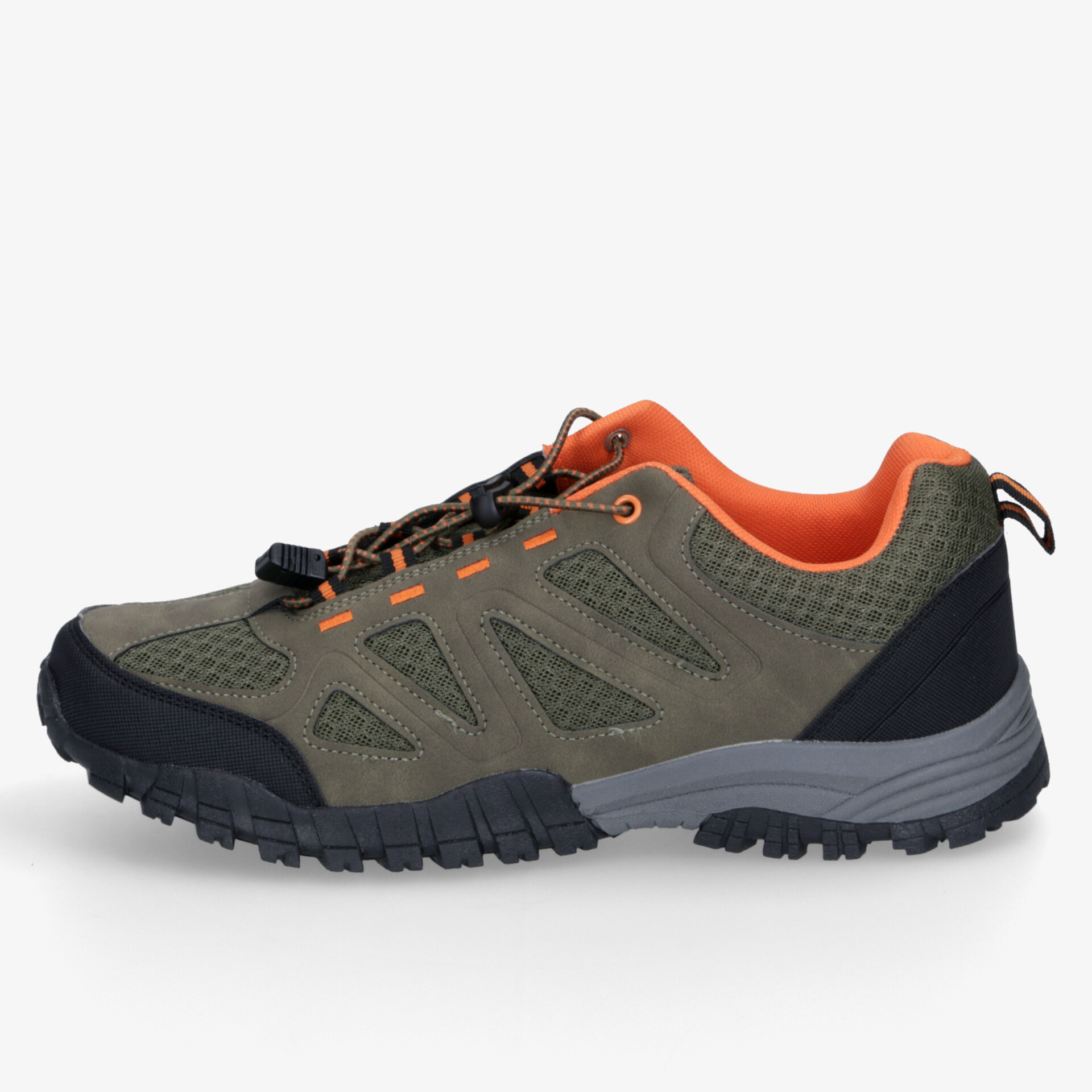 Robuster Outdoor-Wanderschuh in Olive mit rutschfester Sohle und komfortabler Polsterung