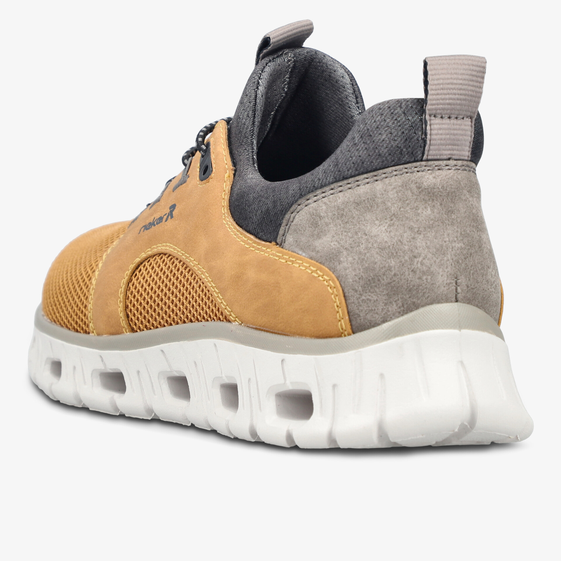 leichter Schuh mit atmungsaktivem Obermaterial und flexibler, dämpfender Sohle in Seitenansicht