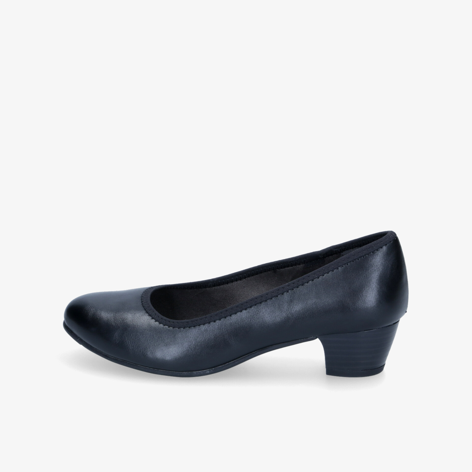 Eleganter schwarzer Pumps mit bequemem Absatz und klassischem Design für vielseitige Anlässe.