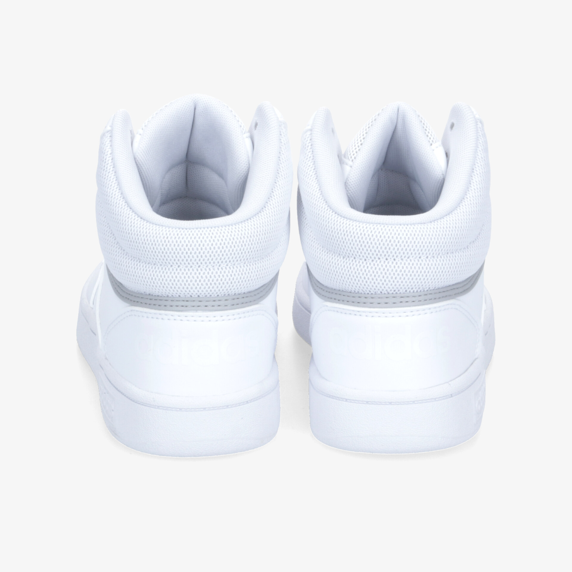 Moderner weißer High-Top-Sneaker mit stilvollem Design und hohem Tragekomfort, Rückansicht.