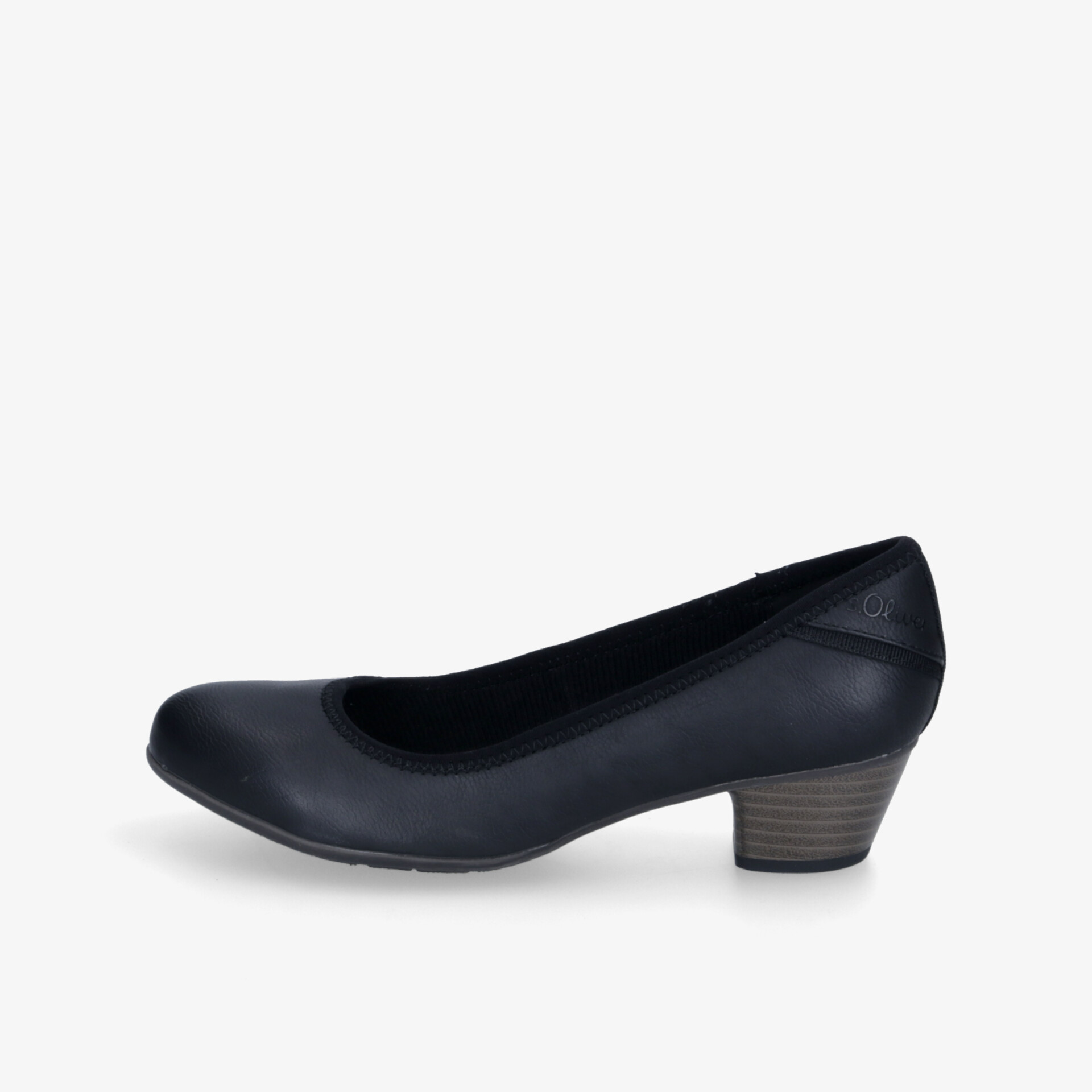 Eleganter schwarzer Schuh mit moderatem Absatz und komfortablem Design für vielseitige Anlässe.