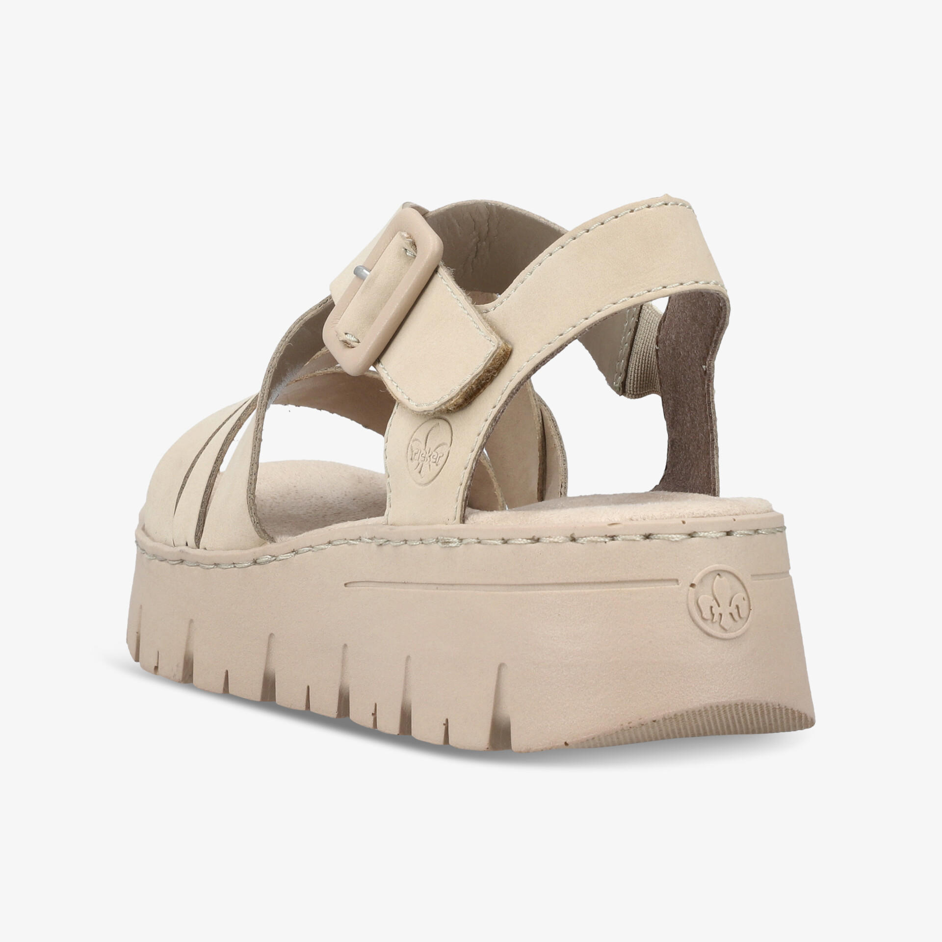 Beige Sandale mit Keilabsatz und verstellbarem Riemen für hohen Tragekomfort und stilvolles Design