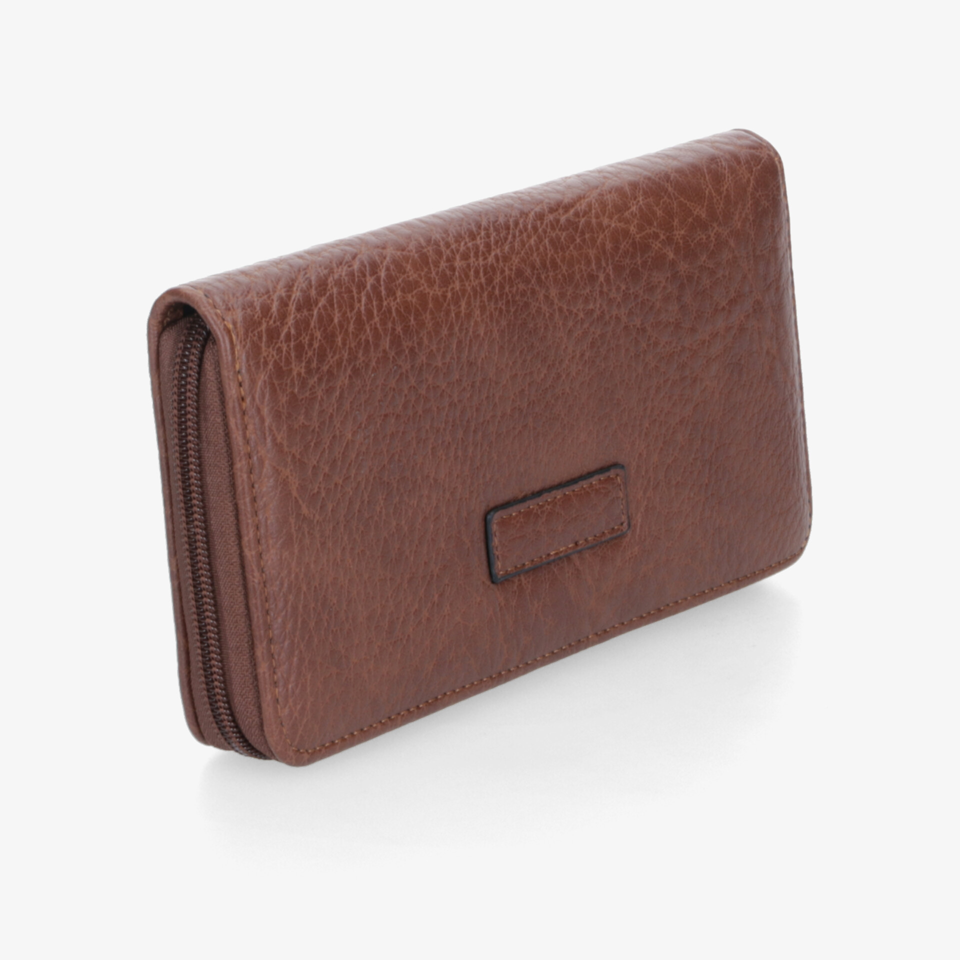 braune Geldbörse aus feinem Leder mit Reißverschluss und kompakter, praktischer Größe