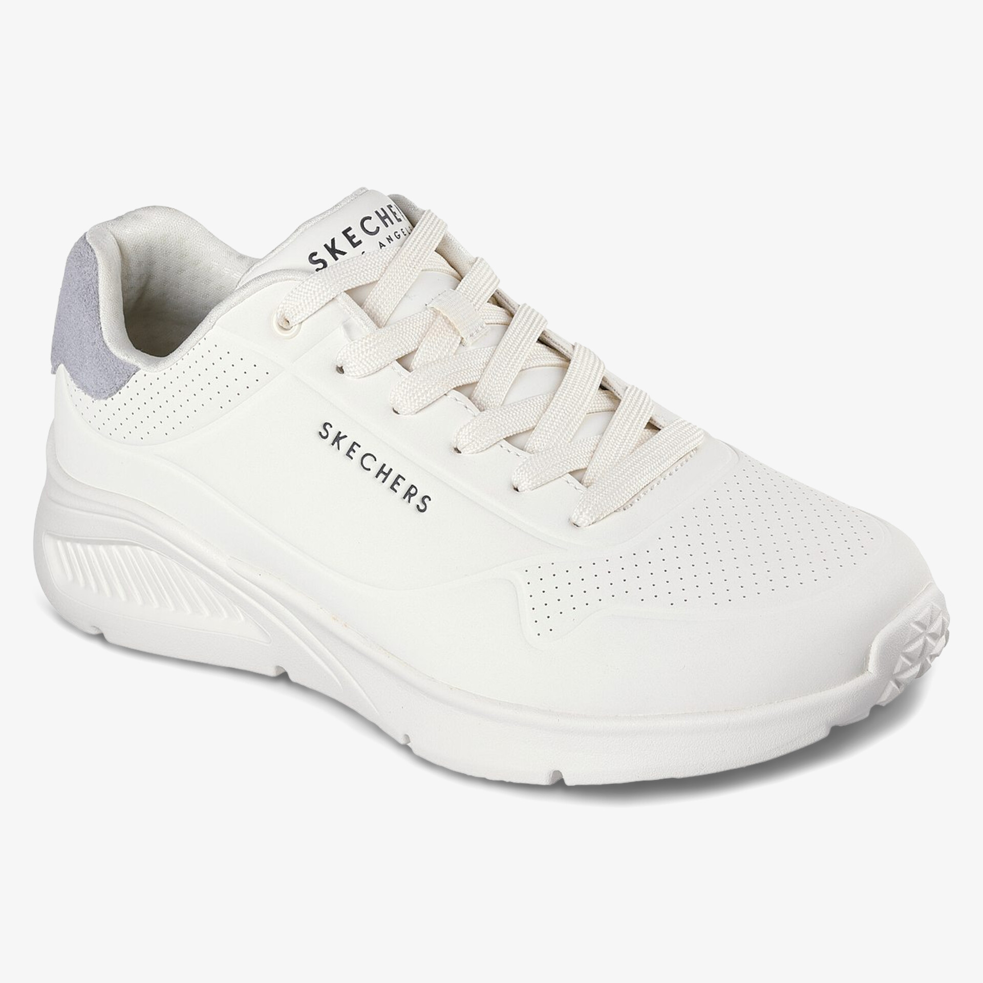 Elegante weiße Sneaker von Skechers mit atmungsaktivem Design und rutschfester Sohle.