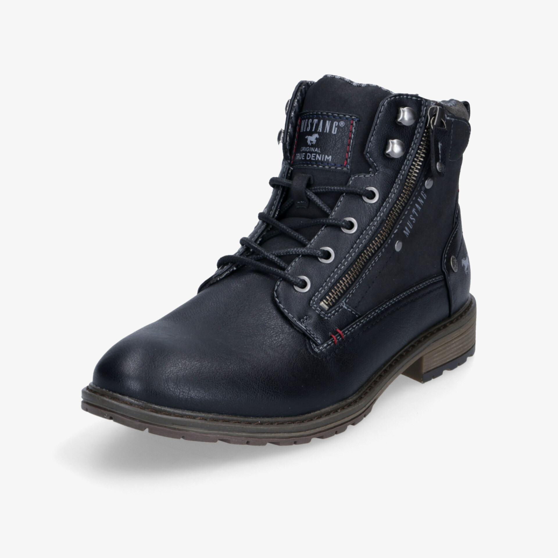 Robuster schwarzer Stiefel mit praktischem Reißverschluss und Schnürung für hohen Tragekomfort und langanhaltende Nutzung