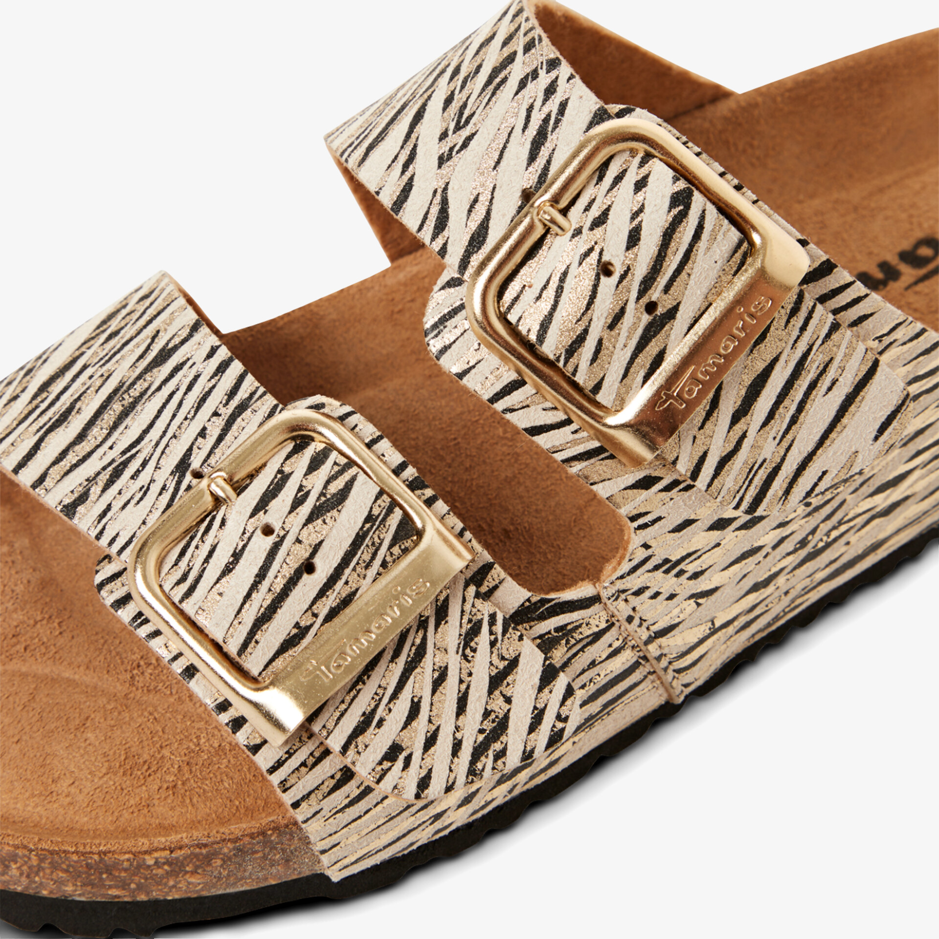 Bequeme Sandale mit verstellbaren Schnallen und weichem Fußbett in modischem Muster