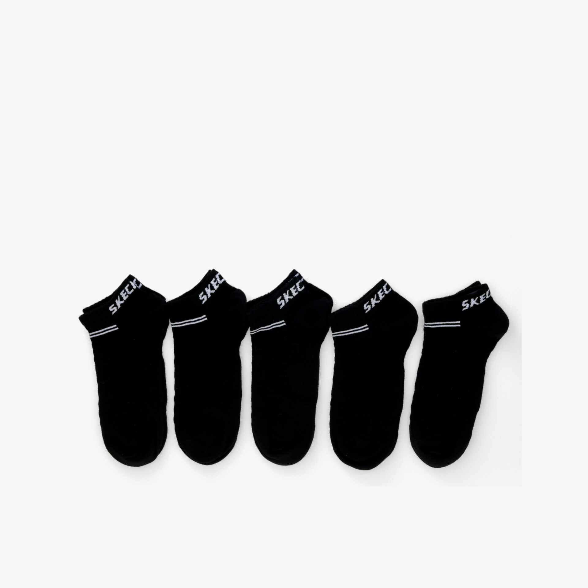 Set aus fünf schwarzen Sneaker Socken mit elastischem Bund und atmungsaktiven Eigenschaften für optimalen Komfort