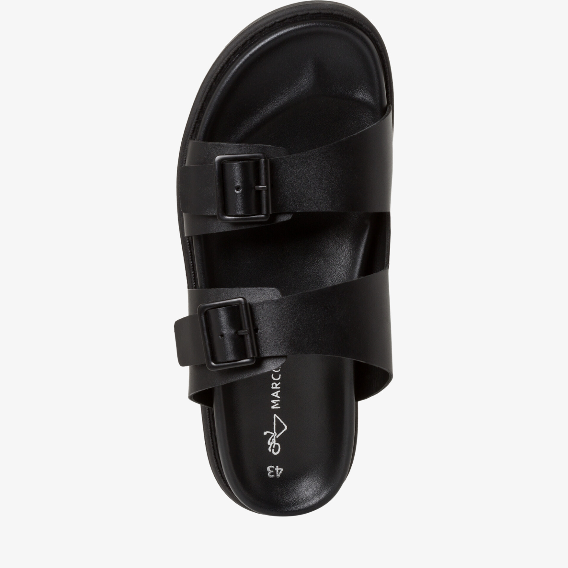 Schwarze Sandale mit verstellbaren Schnallen und ergonomischer rutschfester Sohle, ideal für komfortables Tragen