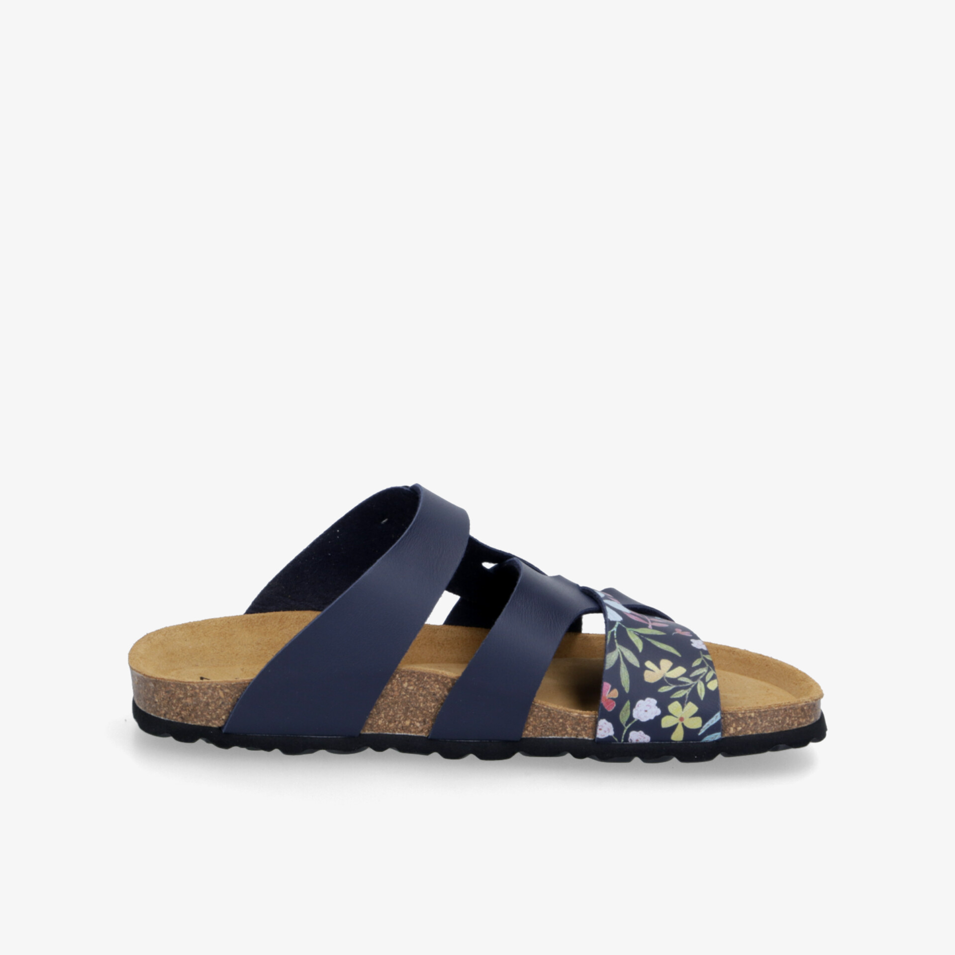 Bequeme Pantoletten mit mehreren Riemen, weichem Fußbett und floralem Muster für sommerlichen Komfort