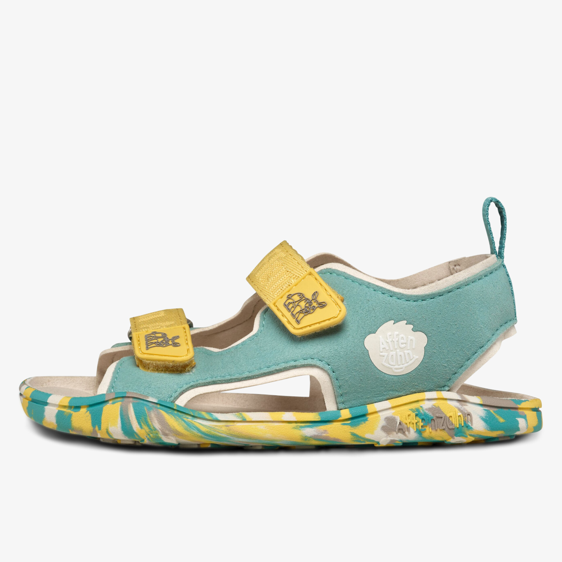 Bequeme Sandale mit verstellbaren Klettverschlüssen und farbenfrohem Sohlendesign für sommerlichen Tragekomfort