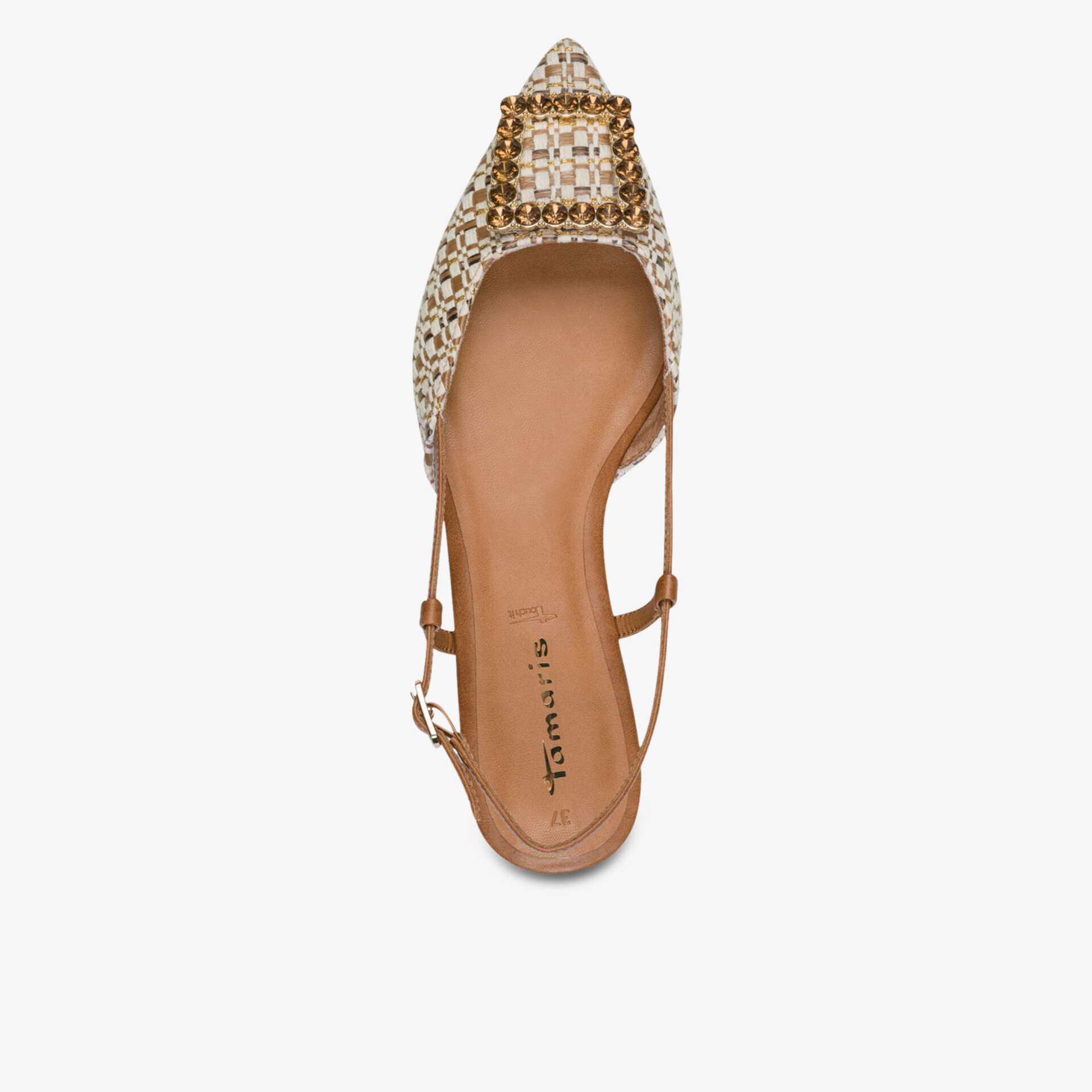 Eleganter Schuh mit funkelnder Glitzerapplikation und verstellbarem Riemen für einen stilvollen Auftritt