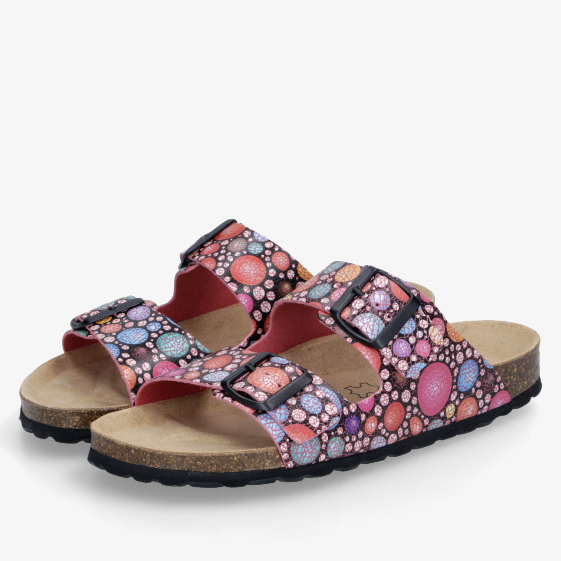 Bequeme Sandalen mit verstellbaren Riemen und buntem Muster, weiches Fußbett und robuste Sohle für angenehmes Tragen