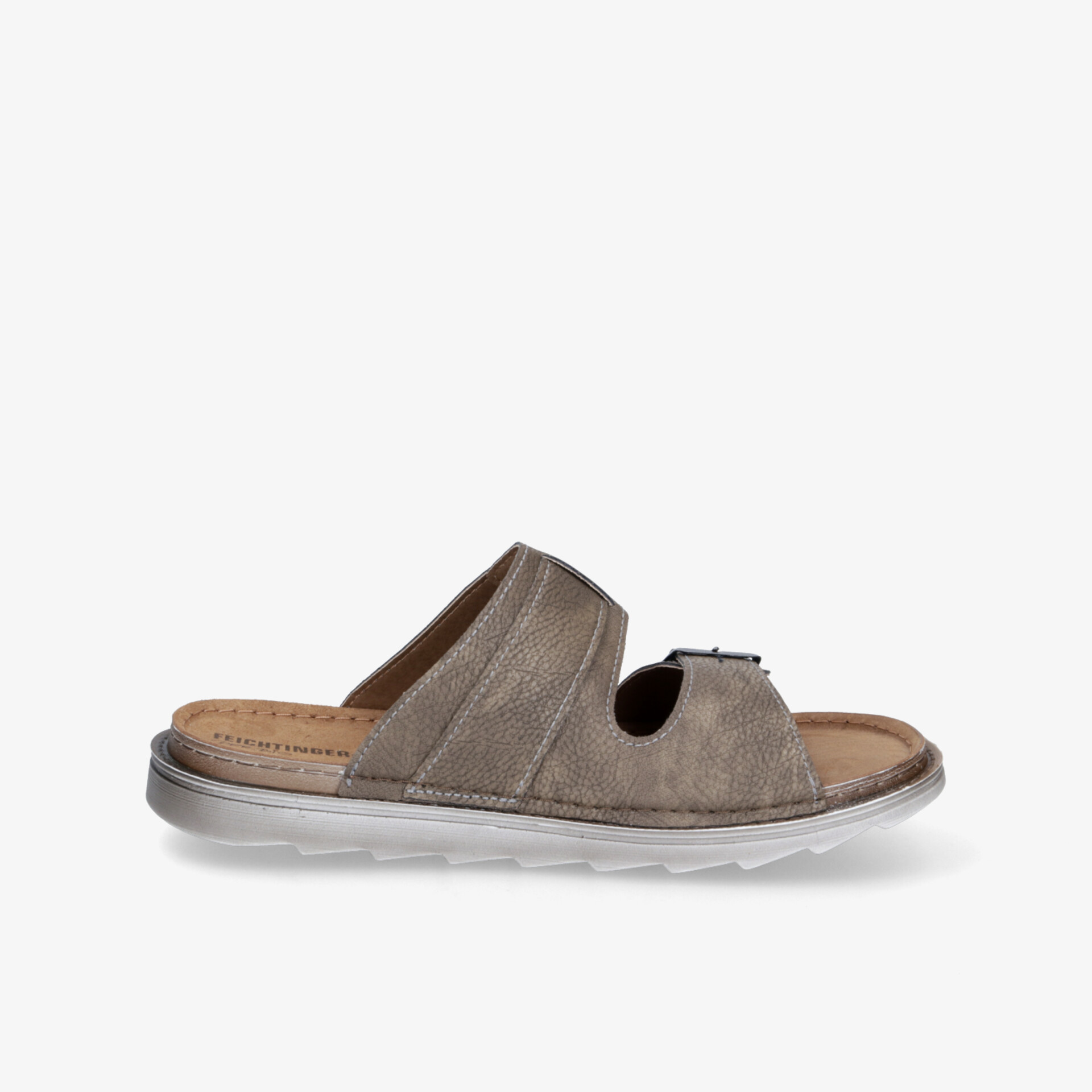 Bequeme graue Sandale mit weichem Fußbett und rutschfester Sohle für angenehmes Tragegefühl