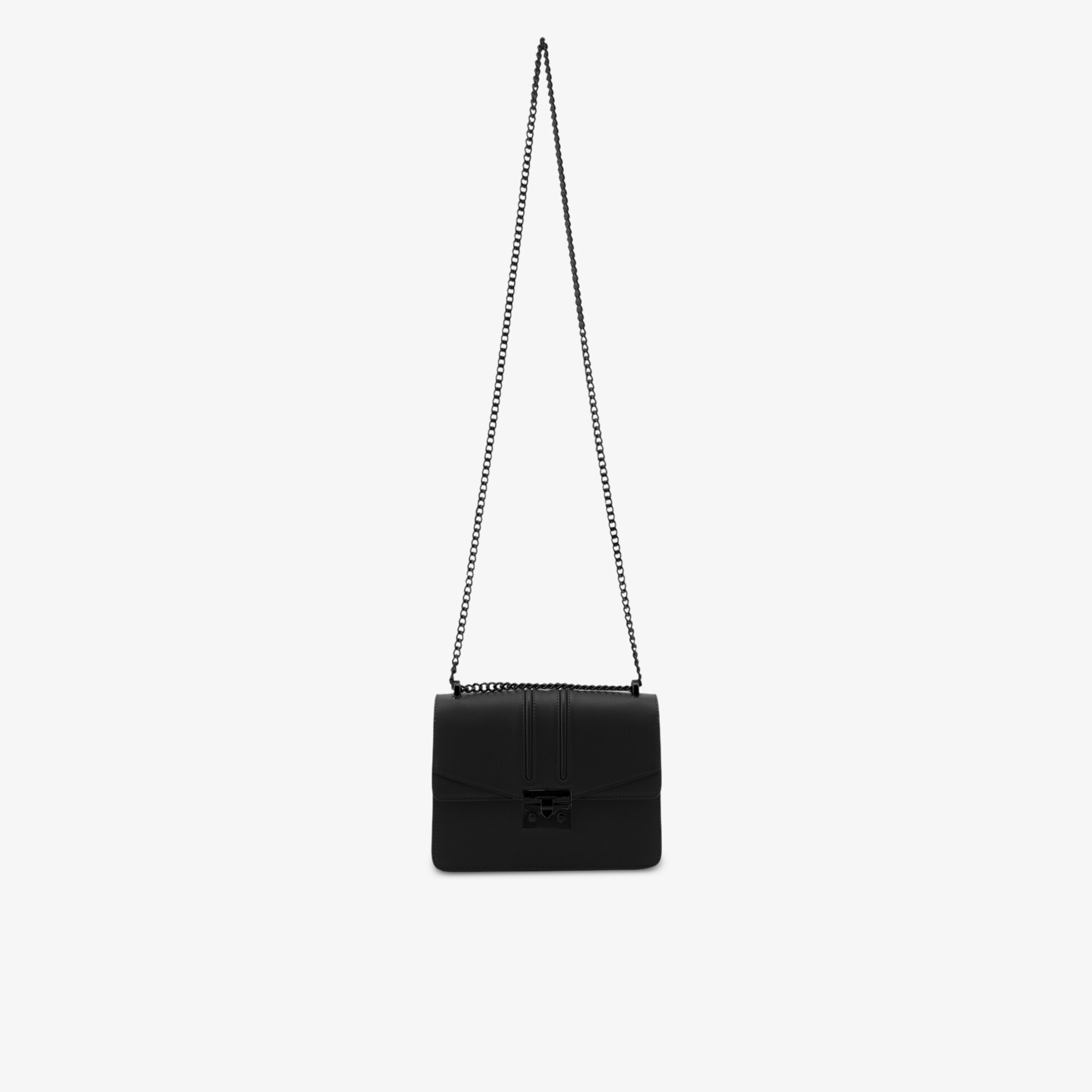 Elegante schwarze Umhängetasche aus Leder mit feiner Schlaufe und kompakter Form für einen modernen Look