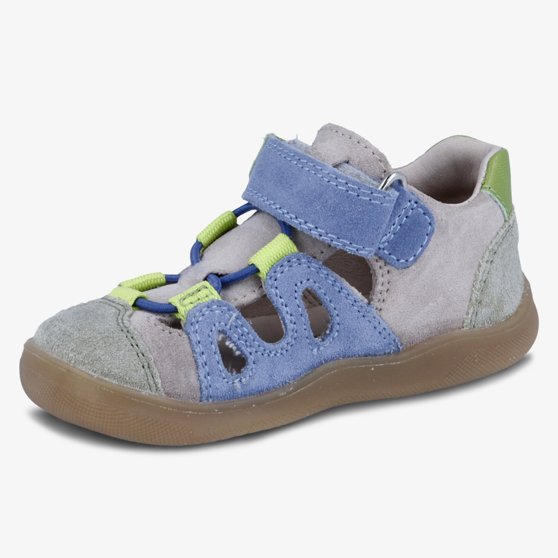 Bequemer und atmungsaktiver Schuh mit rutschfester Sohle und Klettverschluss.