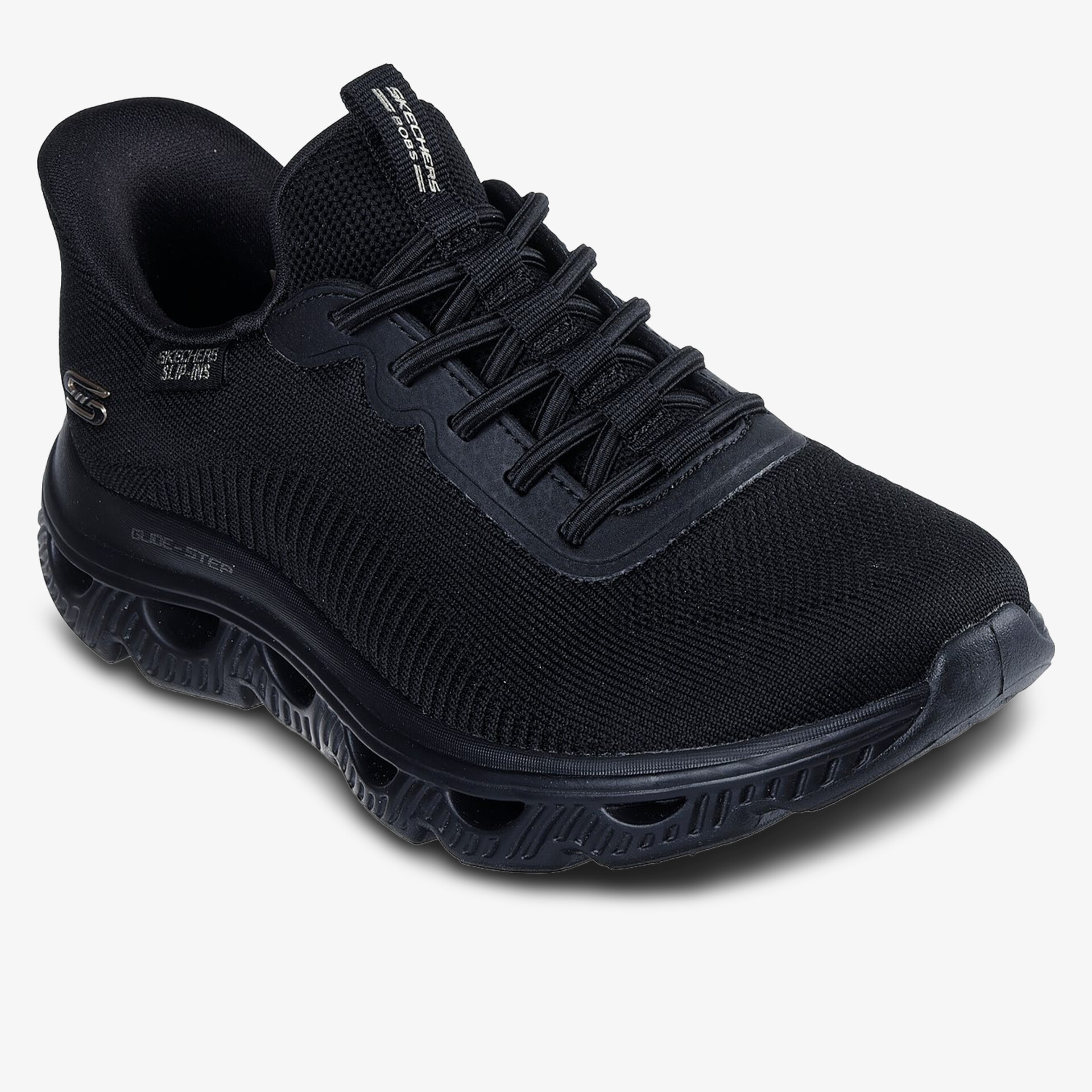 Schwarzer Schuh mit innovativer Sohle und atmungsaktivem Material für optimalen Komfort