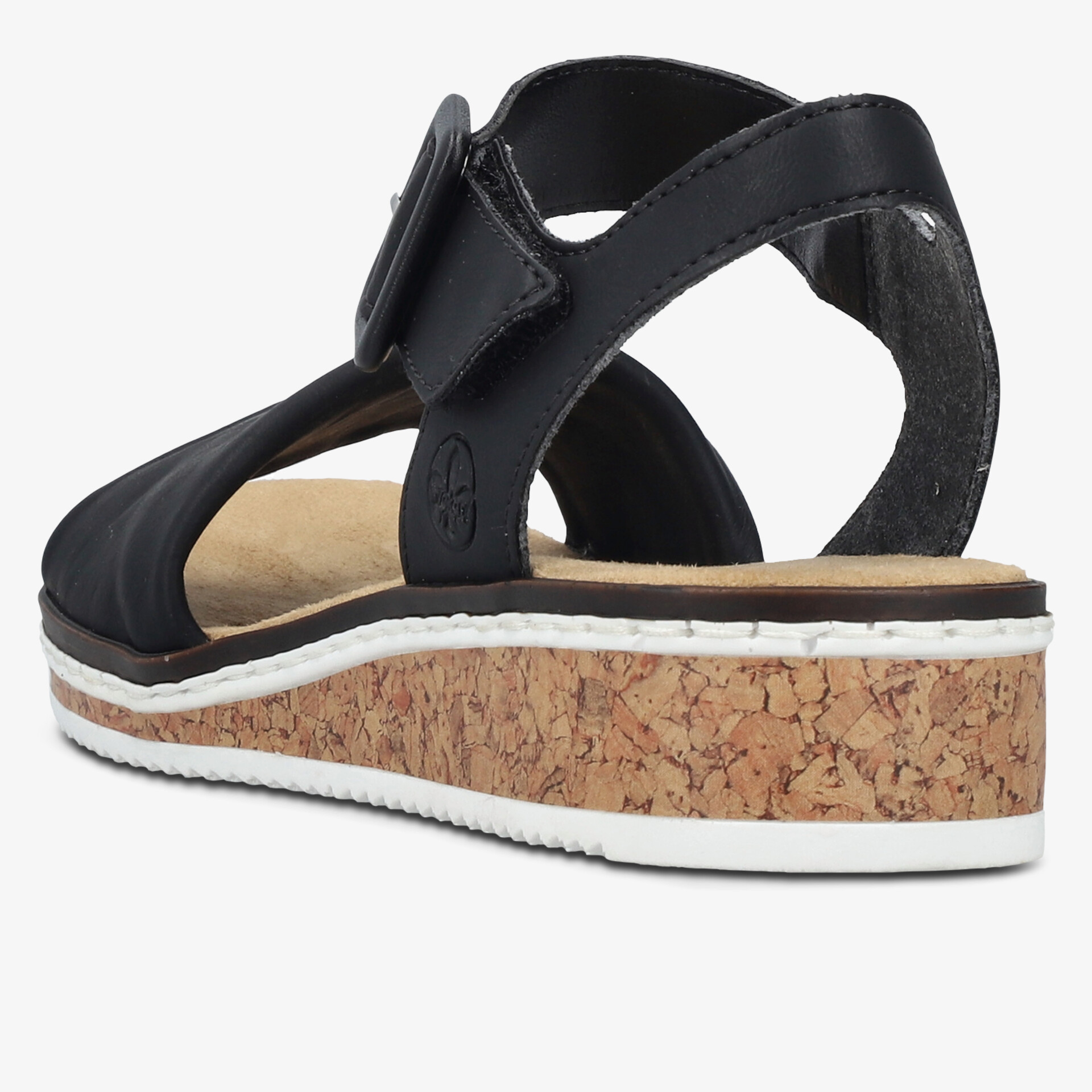 Bequeme Sandale mit Kork-Plateau, verstellbarem Klettverschluss und rutschfester Sohle für optimalen Tragekomfort