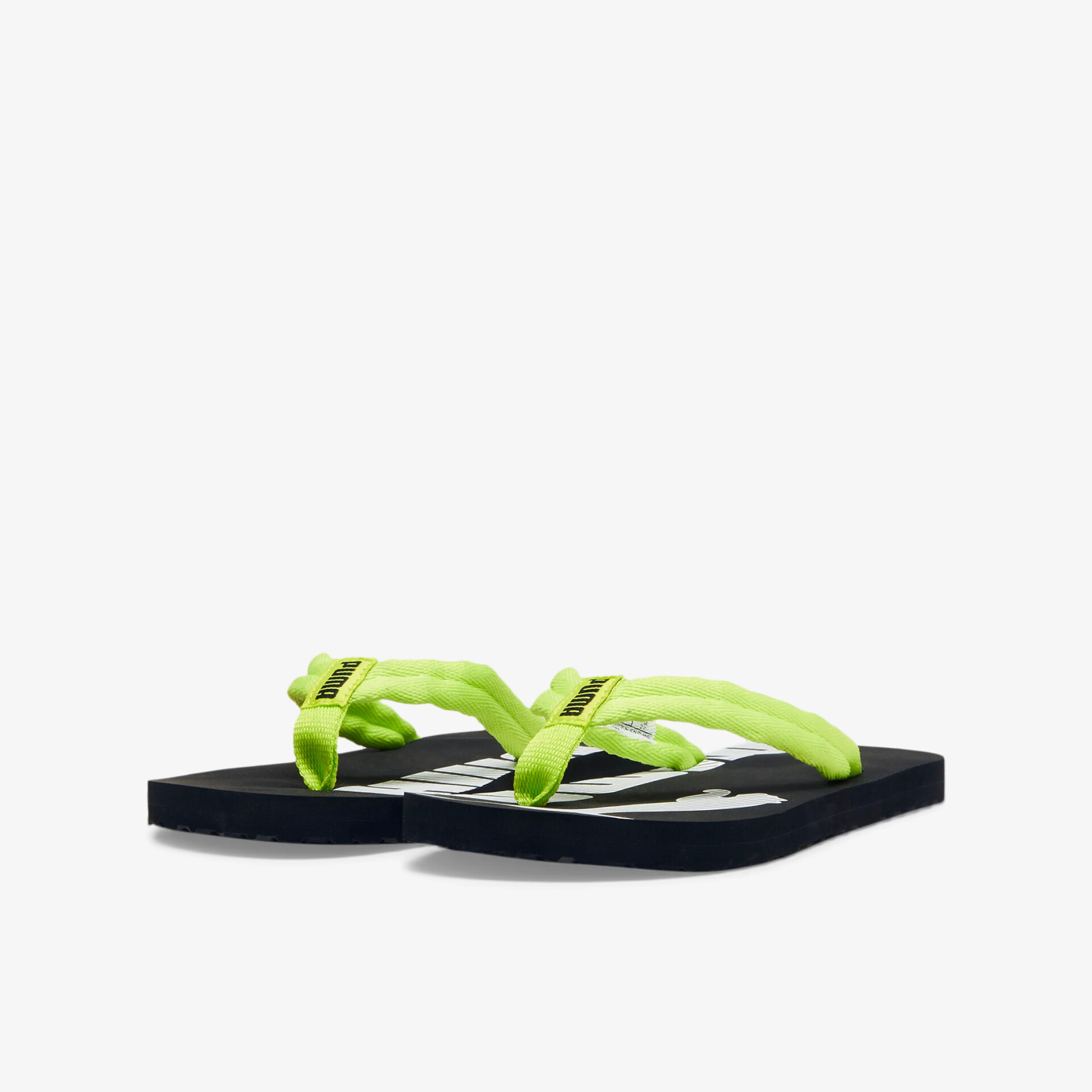 Leichte und bequeme Flipflops mit weicher, rutschfester Sohle und elastischen grünen Riemen für sommerlichen Komfort