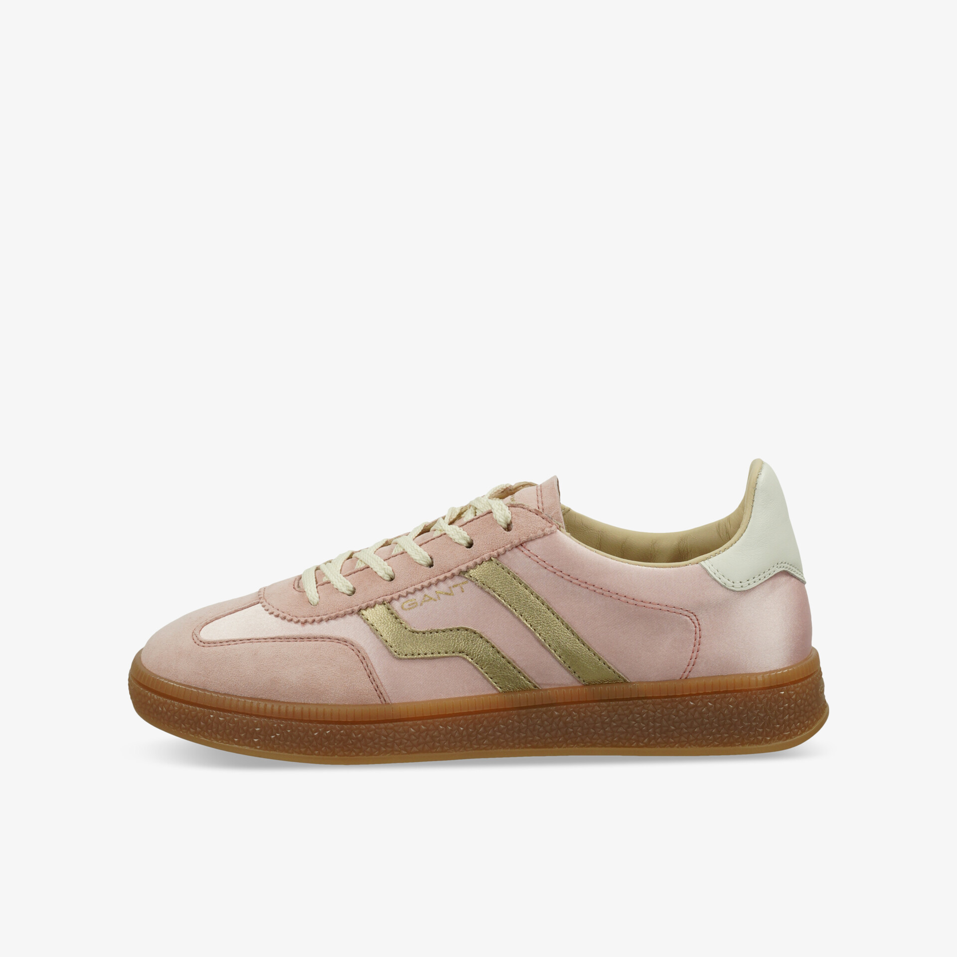 Leichter sportlicher Schuh in Rosa mit atmungsaktivem Material und flexibler, rutschfester Sohle, seitliche Ansicht
