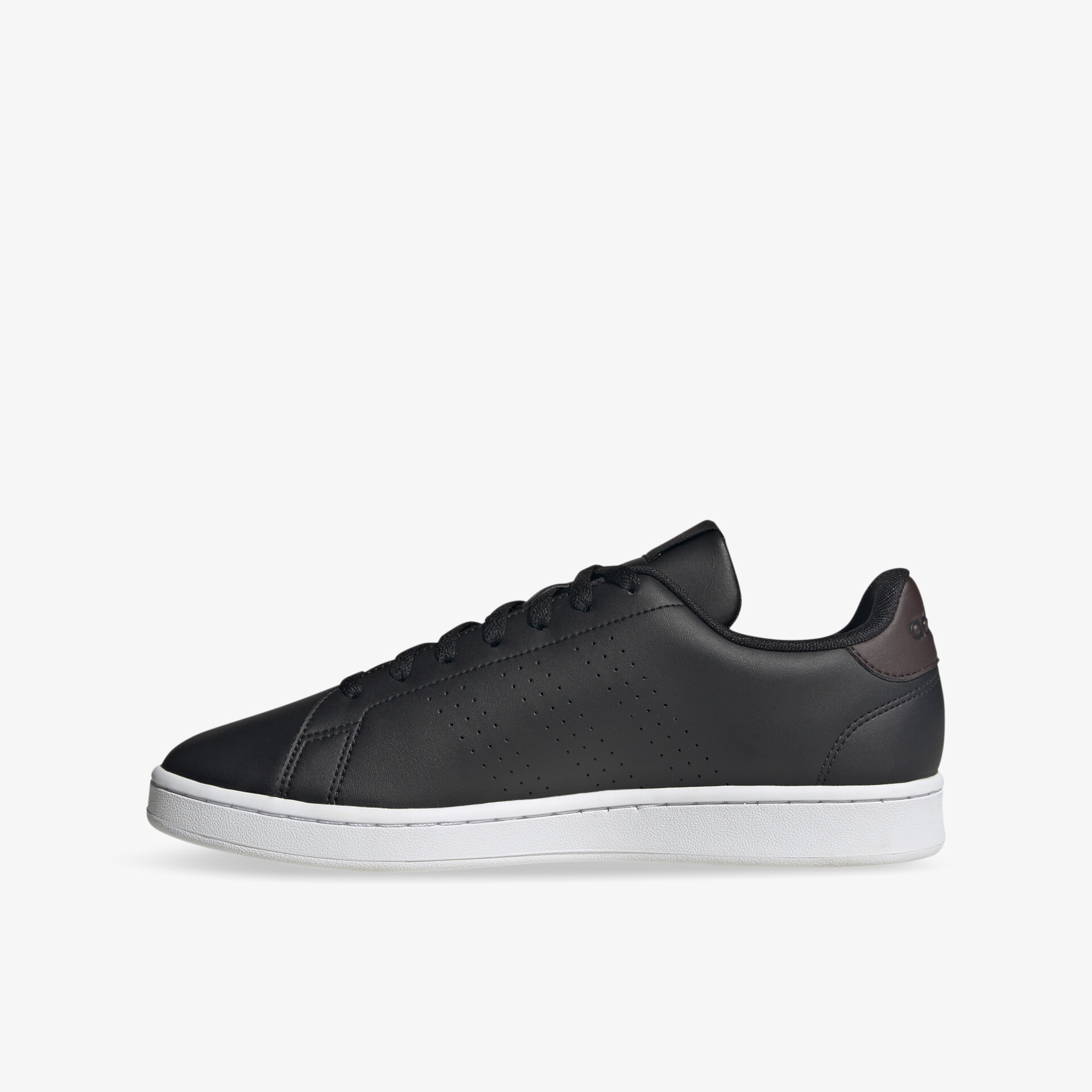 Eleganter schwarzer Sneaker mit weißer Sohle, ideal für Alltag und Freizeit.