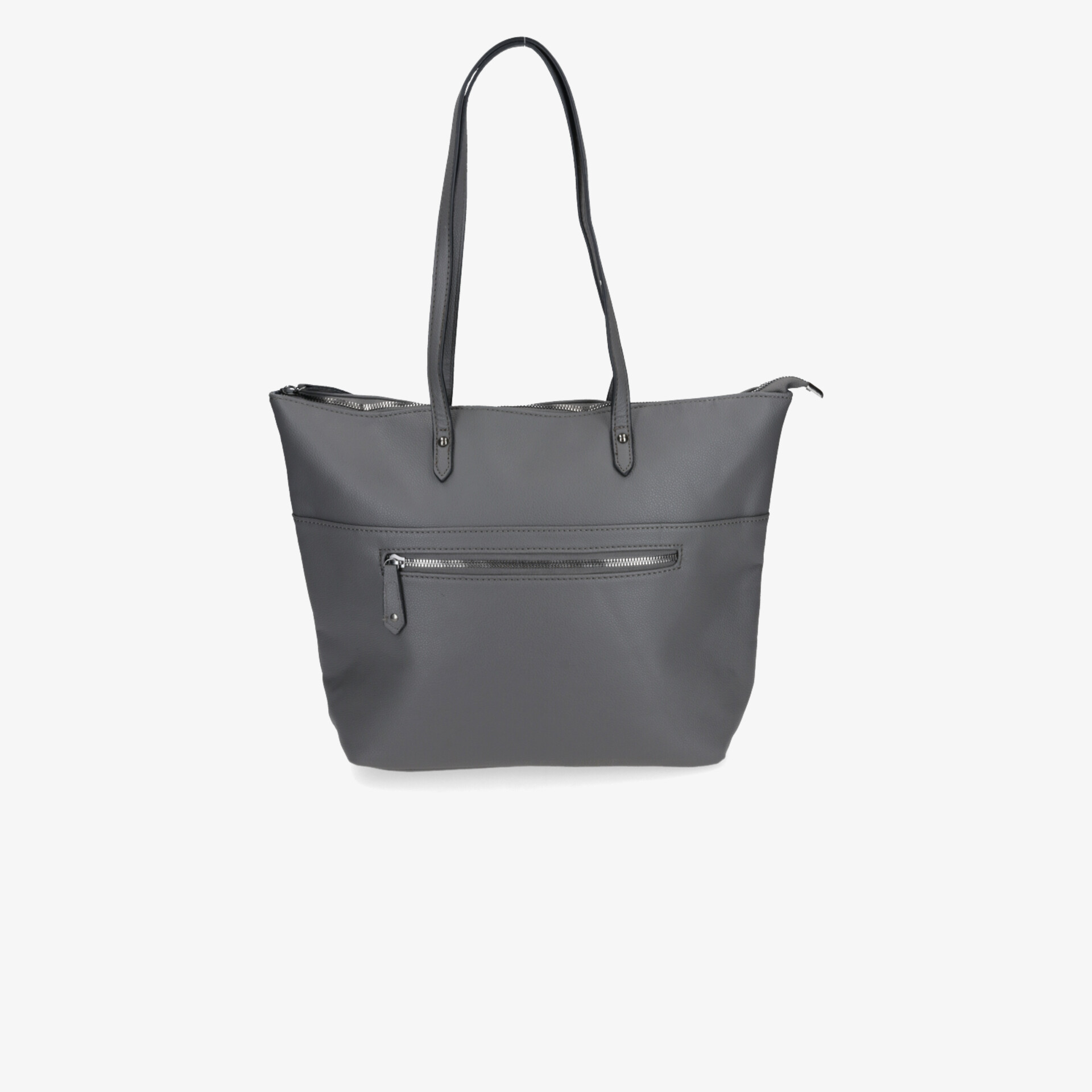 Geräumige graue Tasche mit robustem Material, praktischem Reißverschluss und komfortablen Schulterriemen in moderner Optik