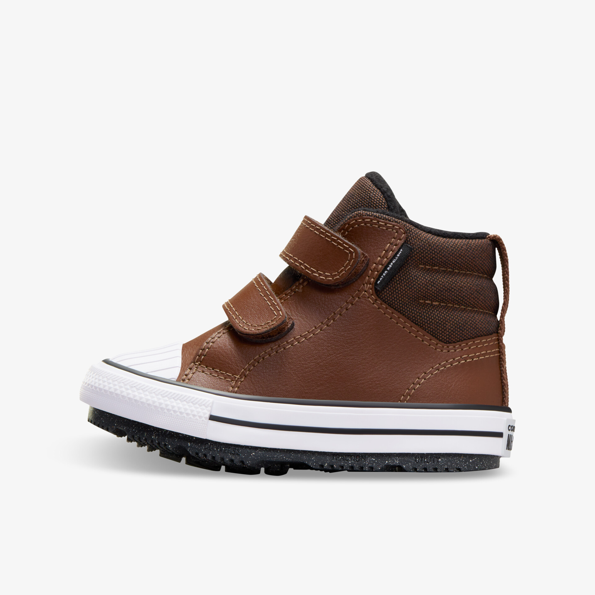 Brauner Leder-Sneaker mit zwei Klettverschlüssen, profilierter Sohle und robustem, bequemem Design für sicheren Halt