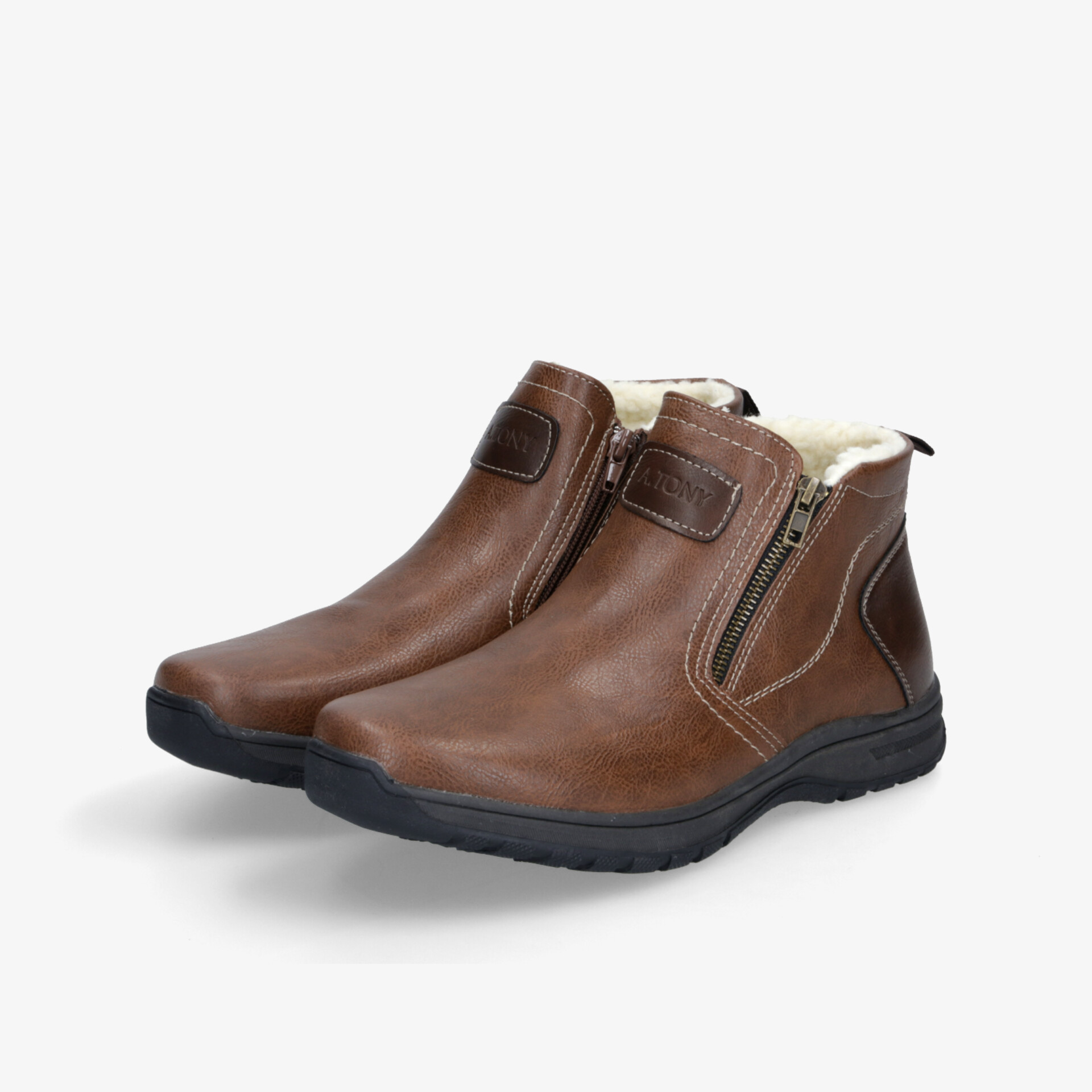 Braune Winterstiefel aus Leder mit praktischem Reißverschluss, weicher Innenfütterung und rutschfester Sohle als Paar