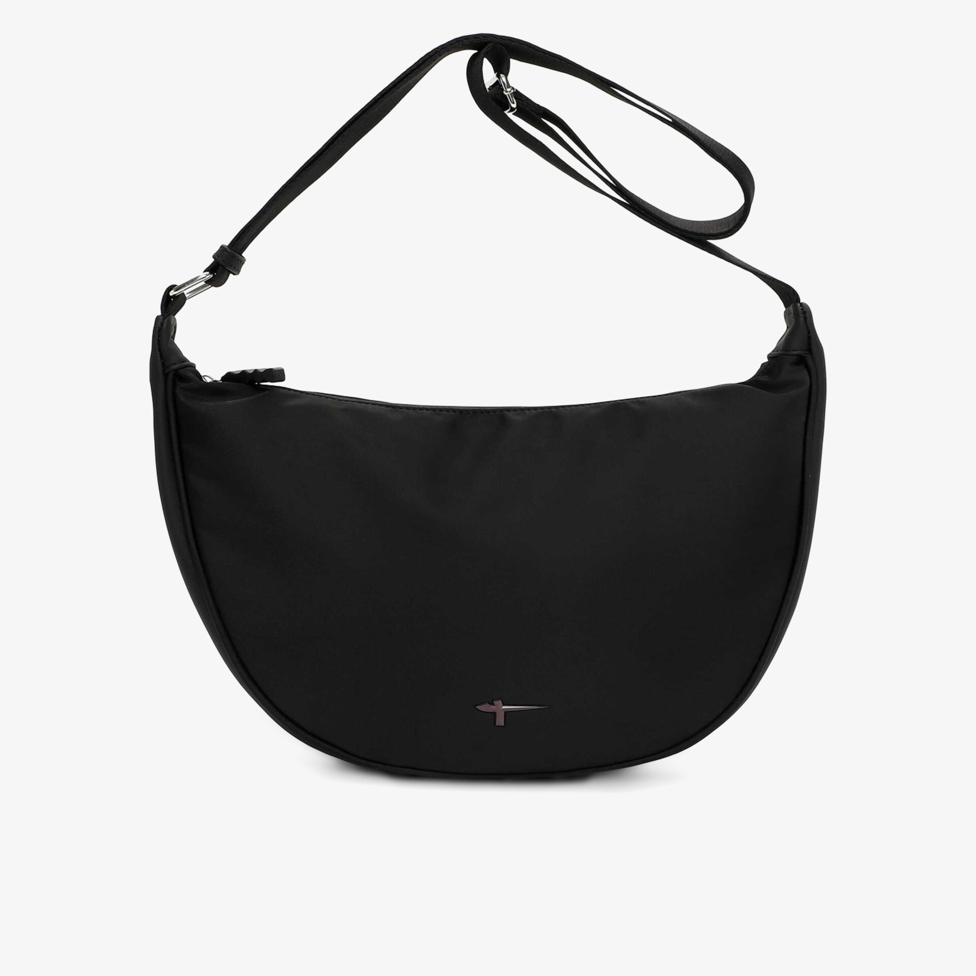 Schwarze, leichte Umhängetasche aus Nylon mit verstellbarem Schulterriemen und modernem, minimalistischen Design