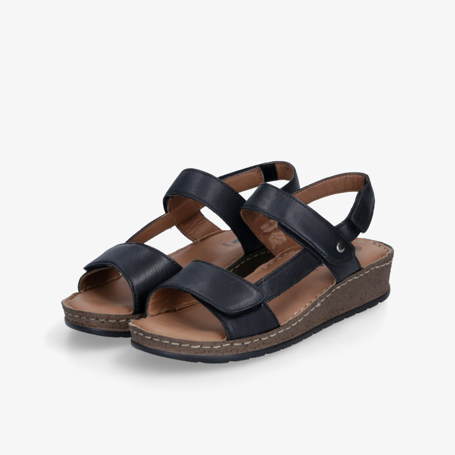 Schwarze Ledersandalen mit verstellbaren Riemen und gepolsterter Innensohle für hohen Tragekomfort