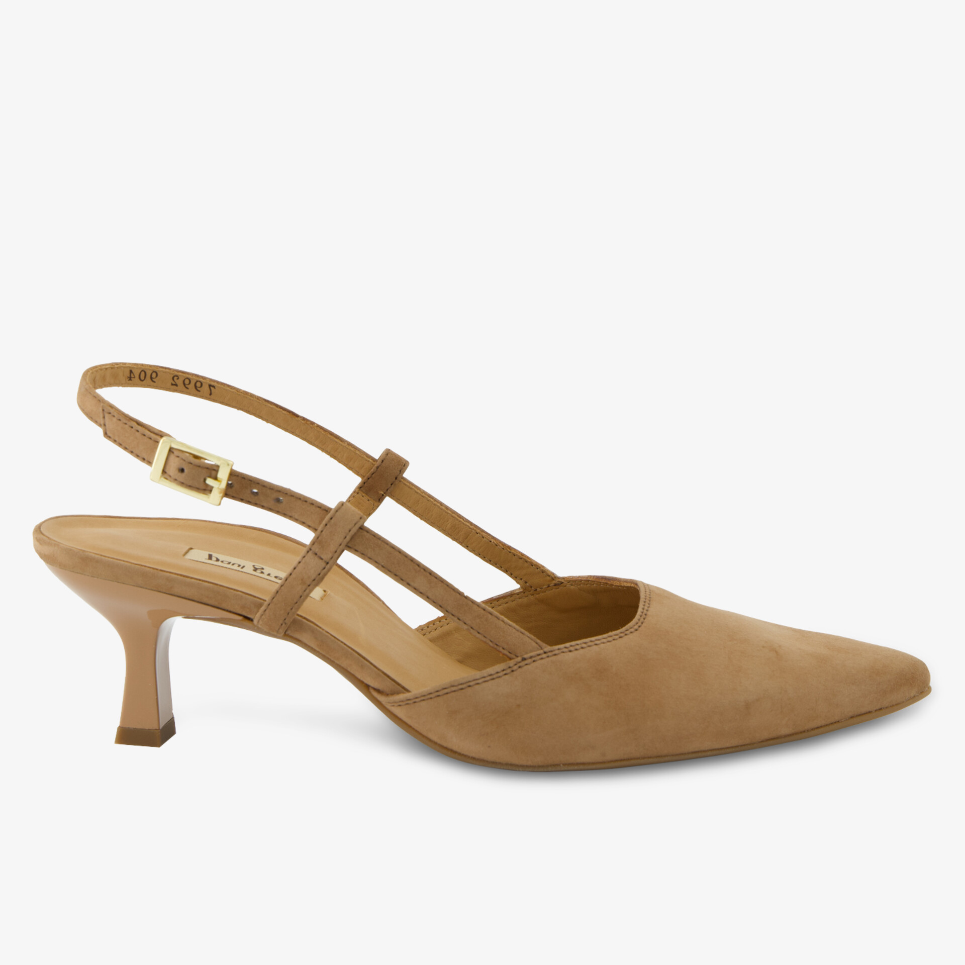 Eleganter Slingpumps mit Pointed Toe und komfortablem Absatz in Lederoptik.
