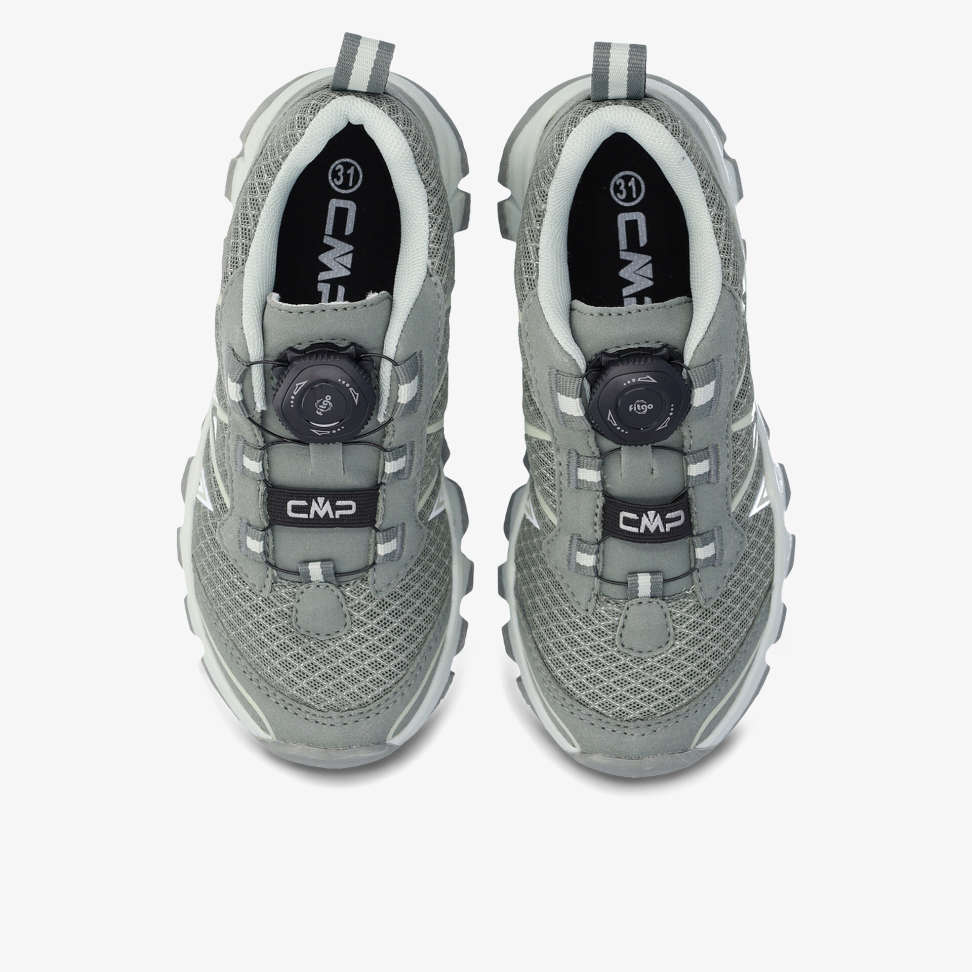 Graue, sportliche Sneaker mit robustem Griff und moderner Schnürung, ideal für aktive Tage.