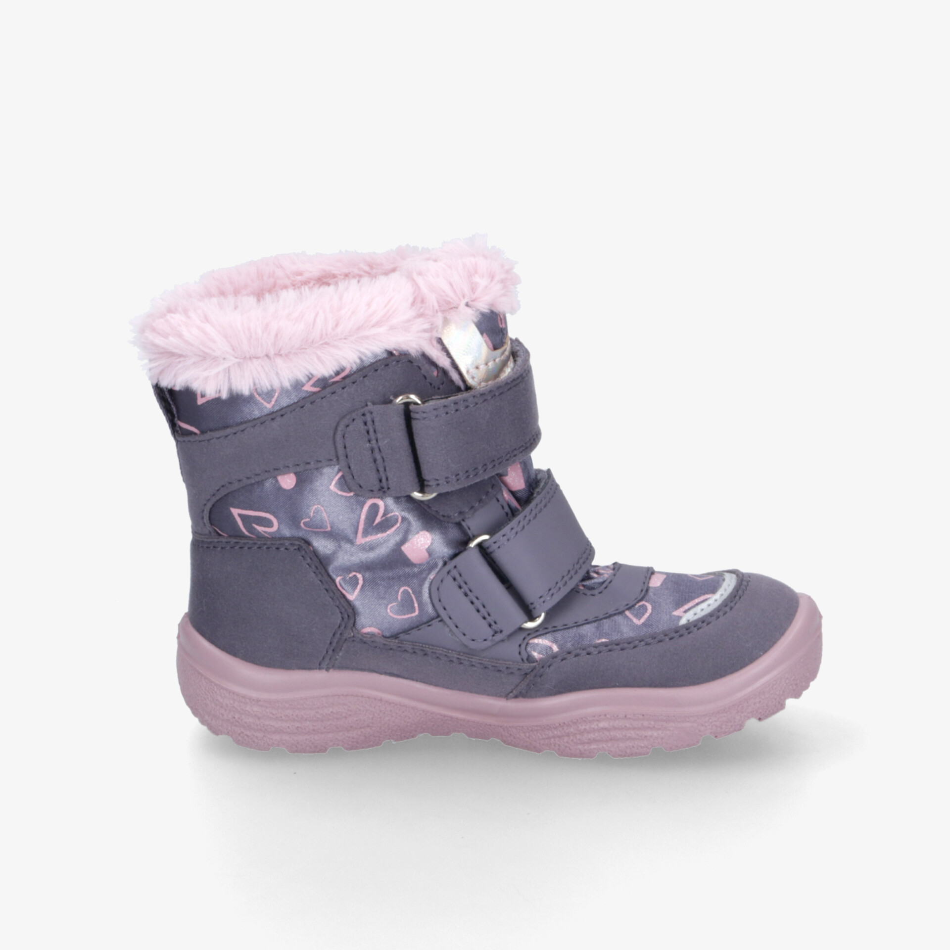 Robuster Winterstiefel mit weichem rosa Innenfutter und praktischem Klettverschluss für optimalen Komfort und Wärme