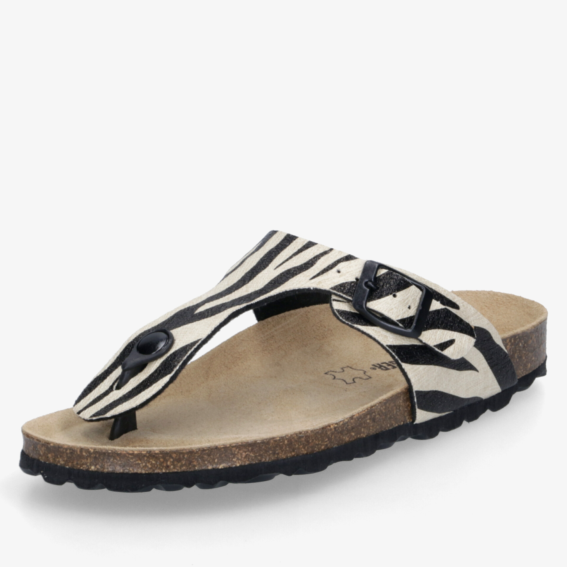 Sandale mit ergonomischem Fußbett und verstellbarer Schnalle, Zebra-Muster, rutschfeste Sohle für sicheren Halt