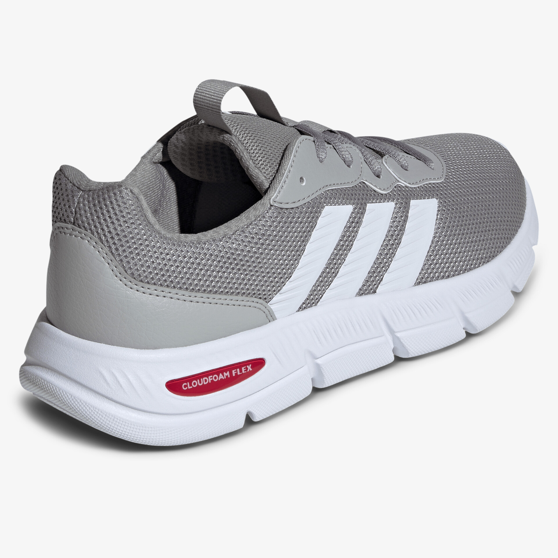 Atmungsaktiver grauer Sportschuh mit weißer Sohle, flexibel und leicht für optimalen Komfort