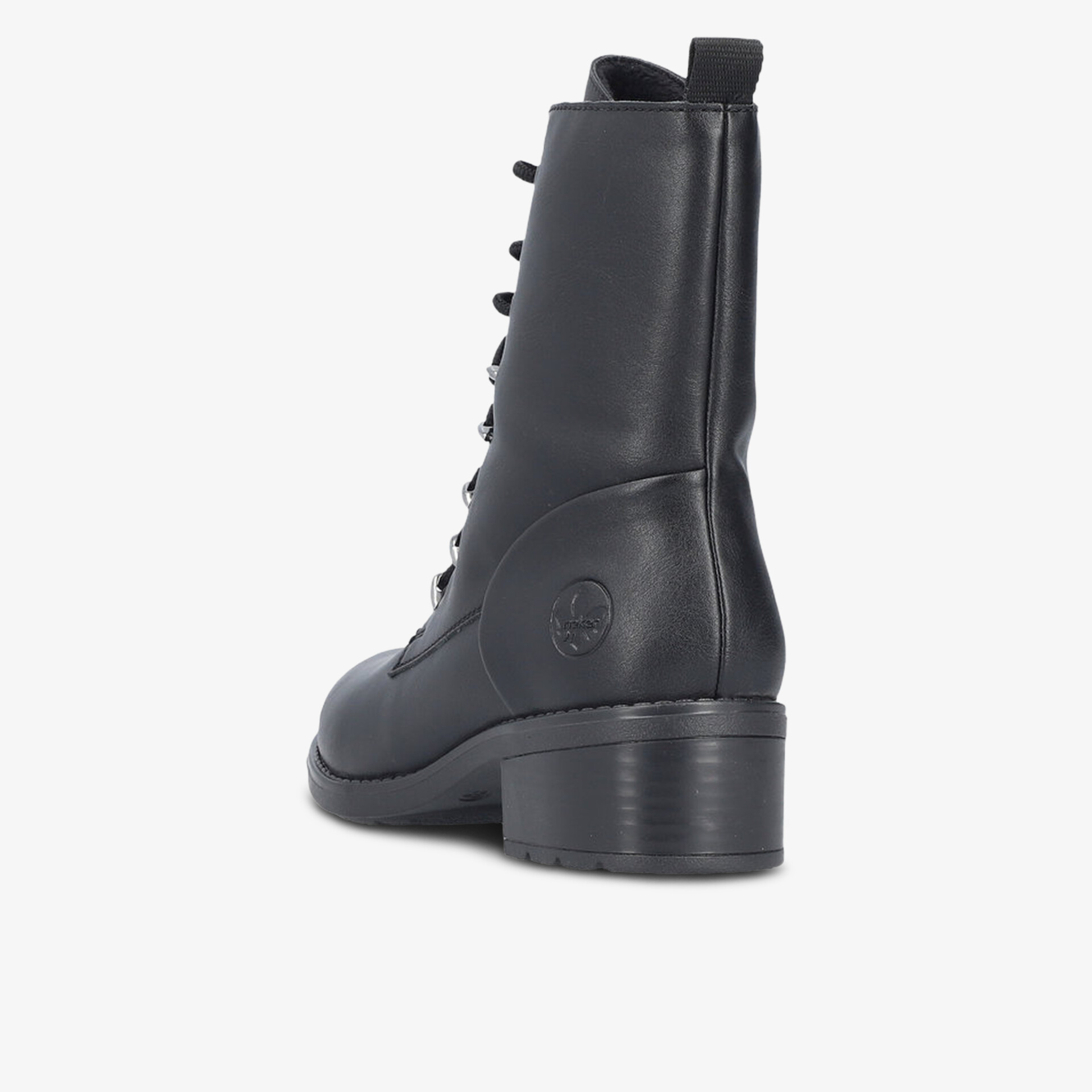 Robuste schwarze Stiefelette mit Schnürung und stabilem Absatz für modernen und komfortablen Tragekomfort