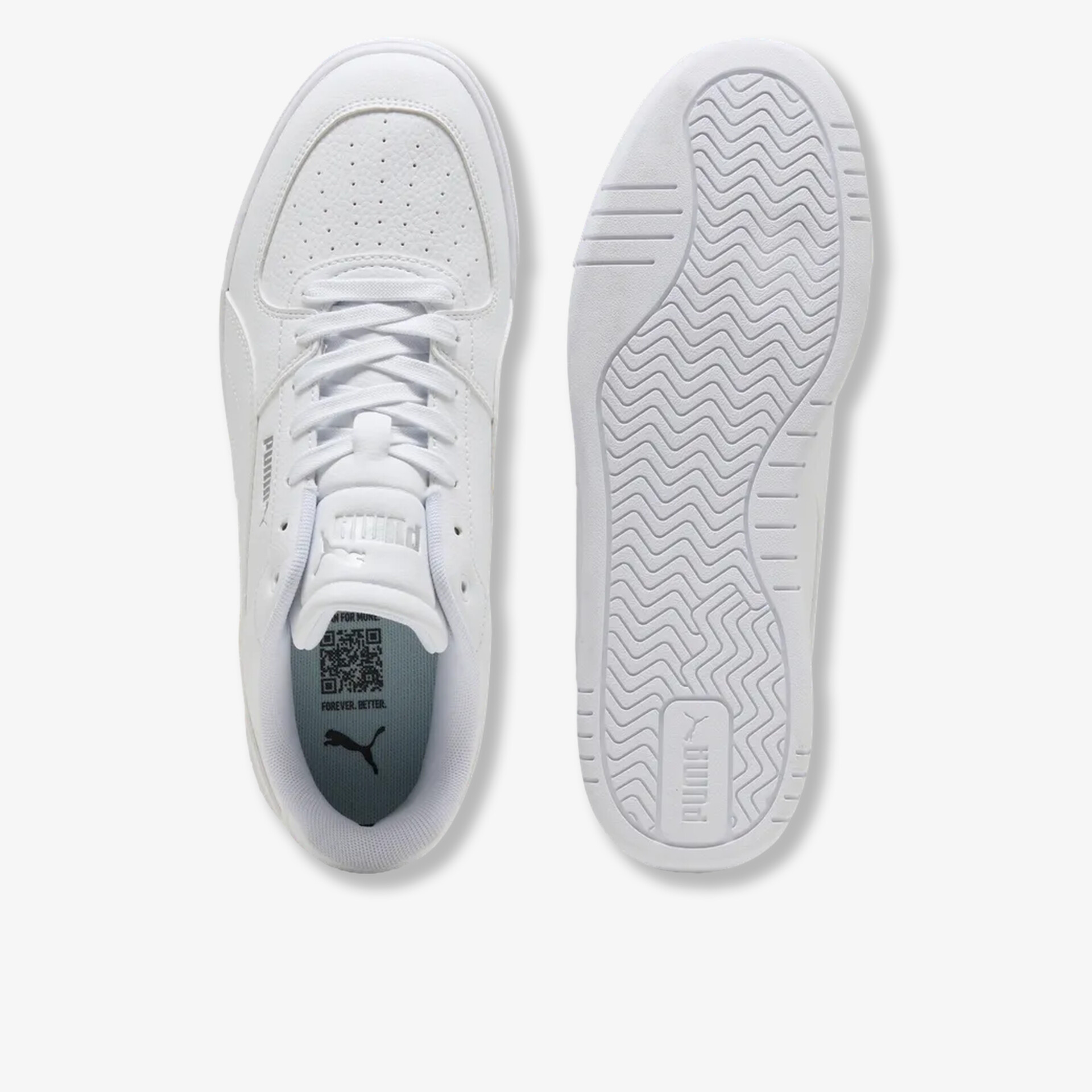 Weiße Sneaker mit klassischem Design und langlebiger Gummisohle, bequem gepolstert und schnürbar