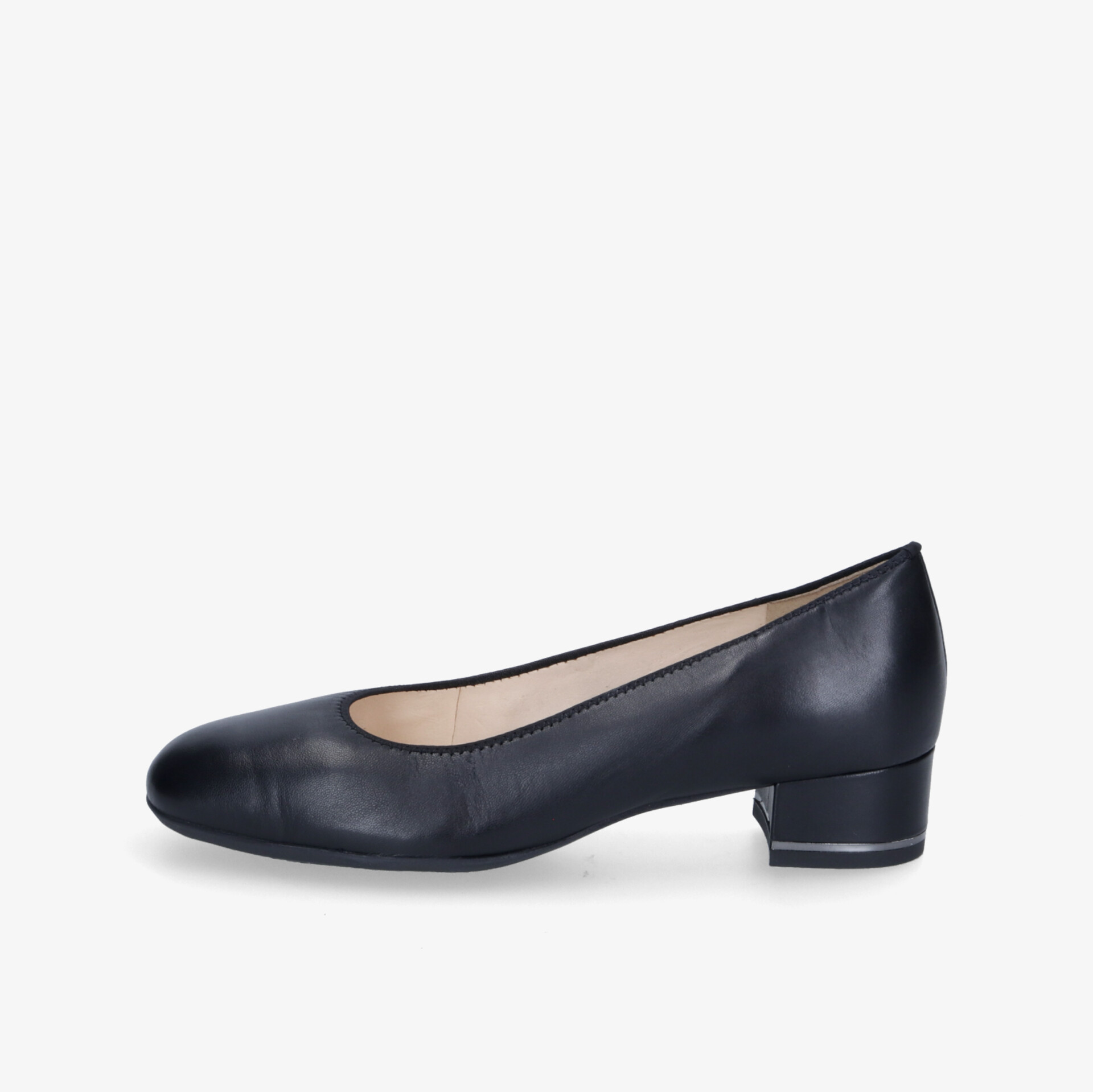 Elegante schwarze Lederschuhe mit rundem Absatz, ideal für vielseitige Anlässe.
